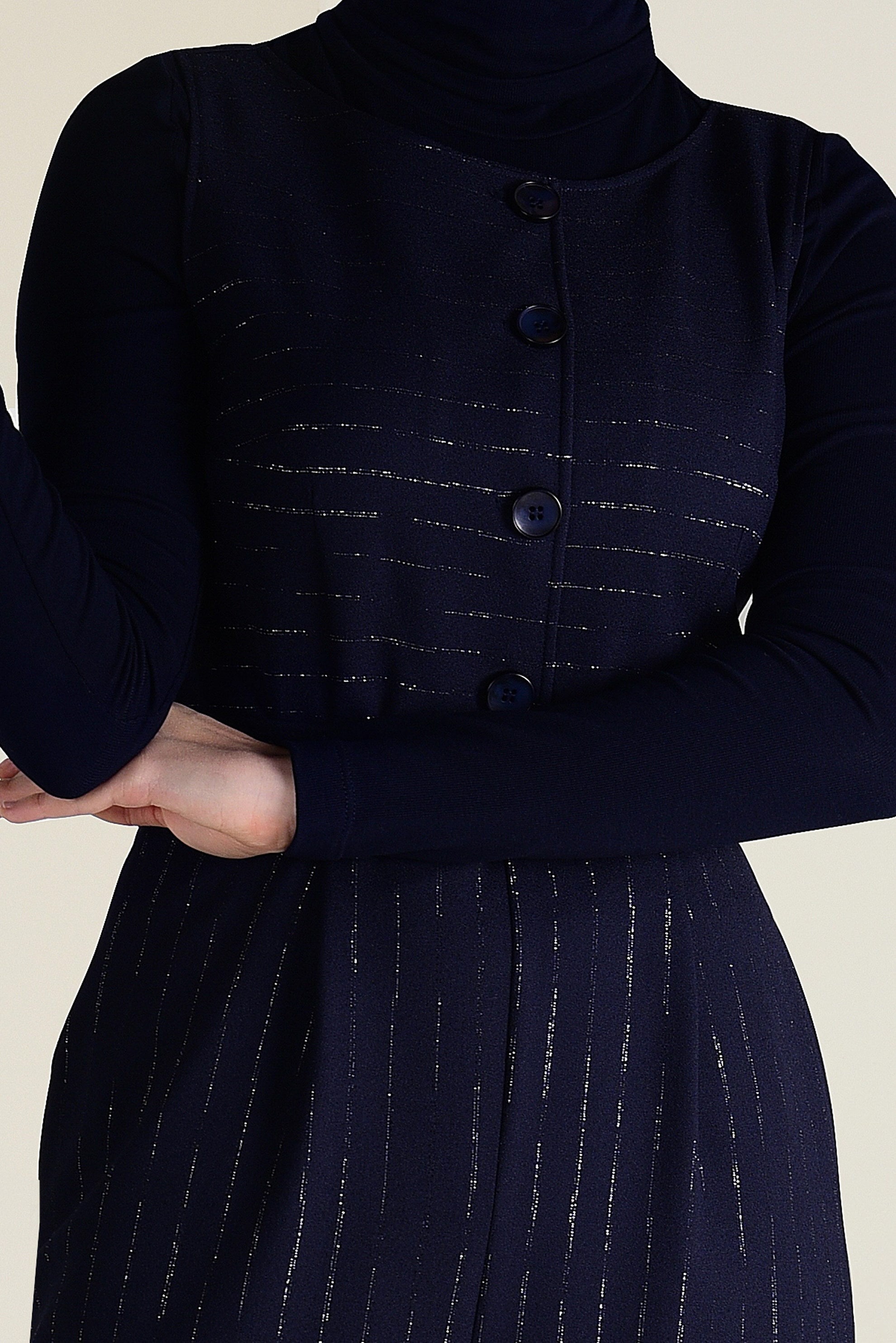 Hijab-Kleidung NAVY BLAU JUMPSUIT MIT GÜRTEL UND TUNIKA 4573