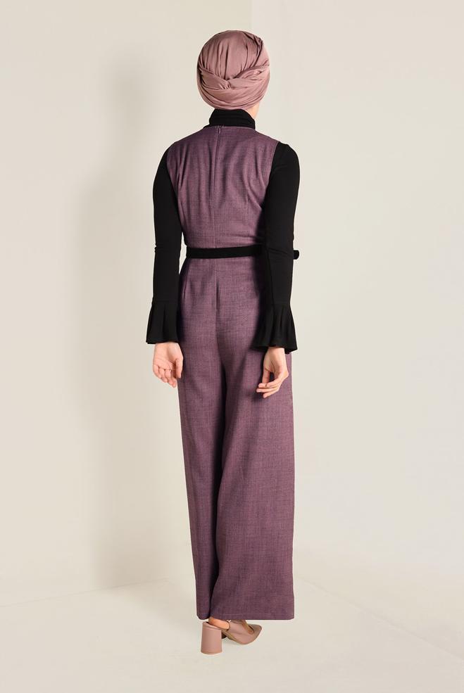 Hijab clothing POWDER V-NECK BELTED JUMPSUIT 4574  - ALVİNA
