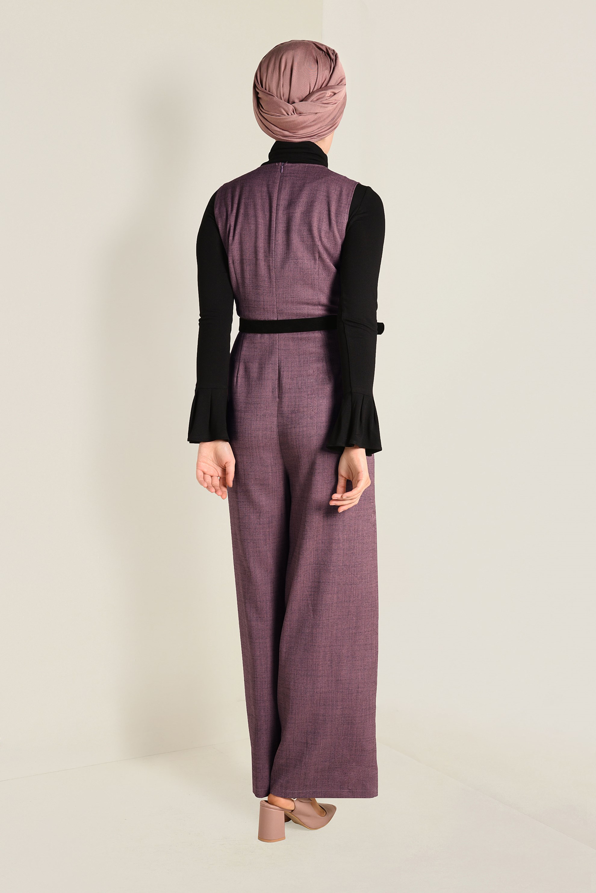 Hijab clothing POWDER V-NECK BELTED JUMPSUIT 4574 