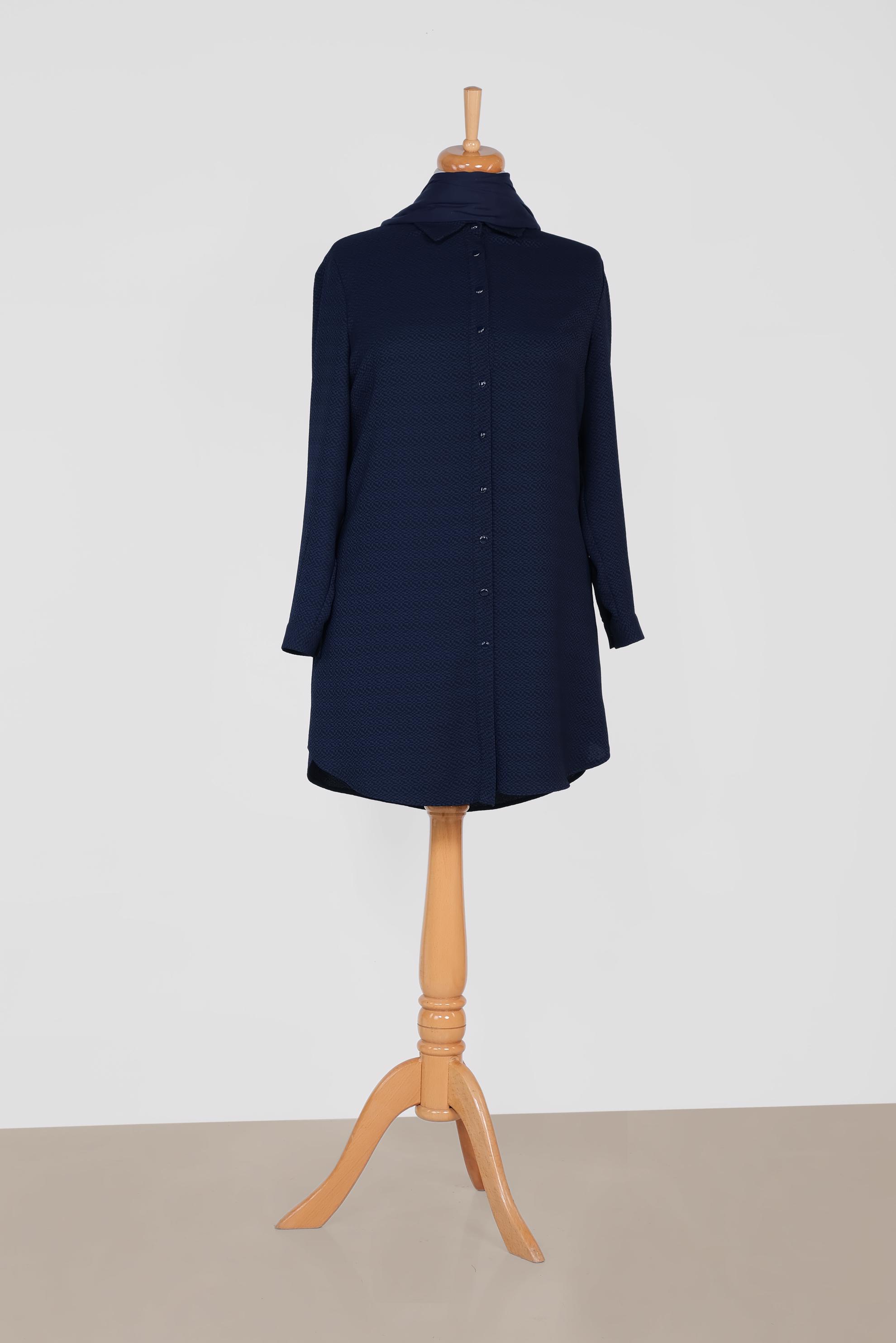 Tesettür giyim LACİVERT ÇITÇITLI TUNİK 2842 