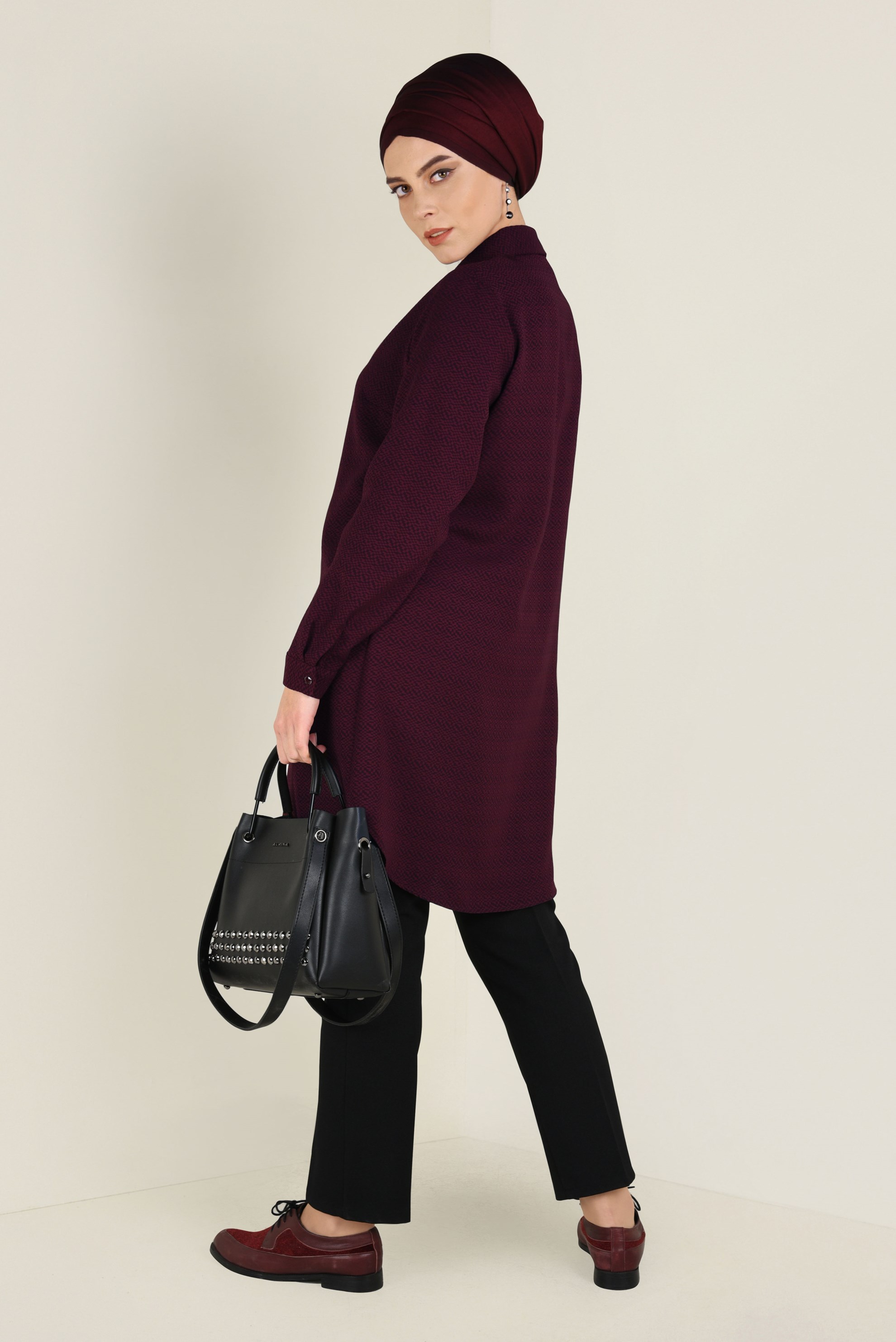 Tesettür giyim MÜRDÜM ÇITÇITLI TUNİK 2842 