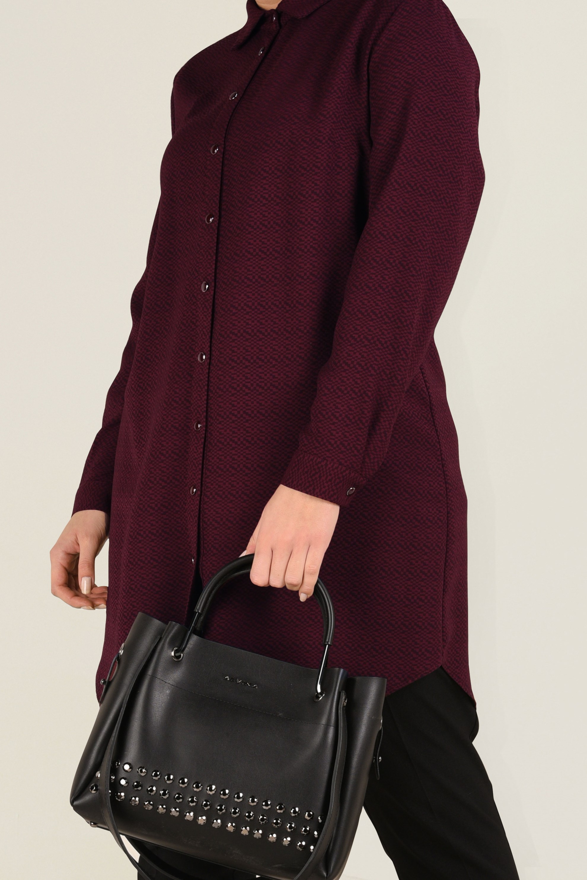 Tesettür giyim MÜRDÜM ÇITÇITLI TUNİK 2842 