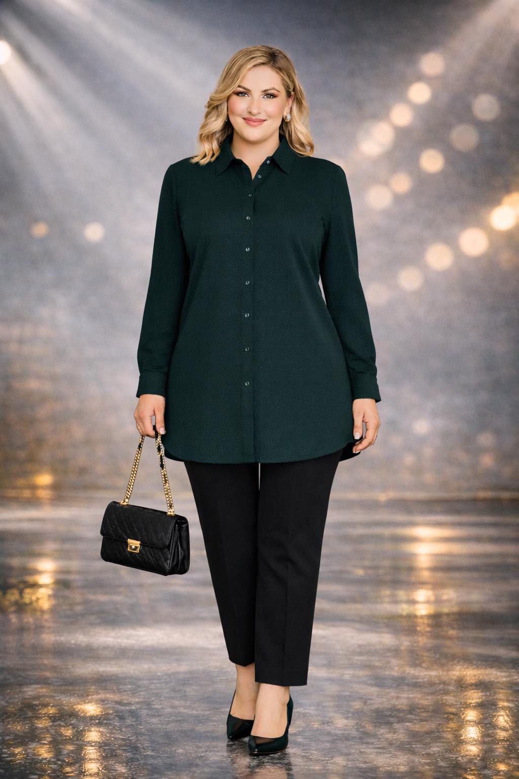 Tesettür giyim YEŞİL ÇITÇITLI TUNİK 2842 