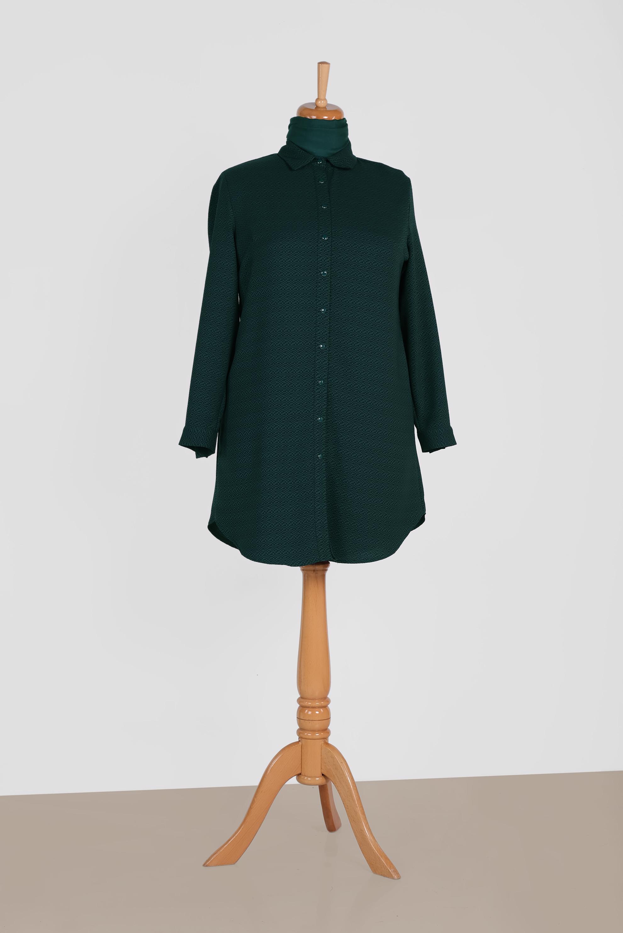 Hijab clothing GREEN SNAP DETAILED TUNIC 2842 