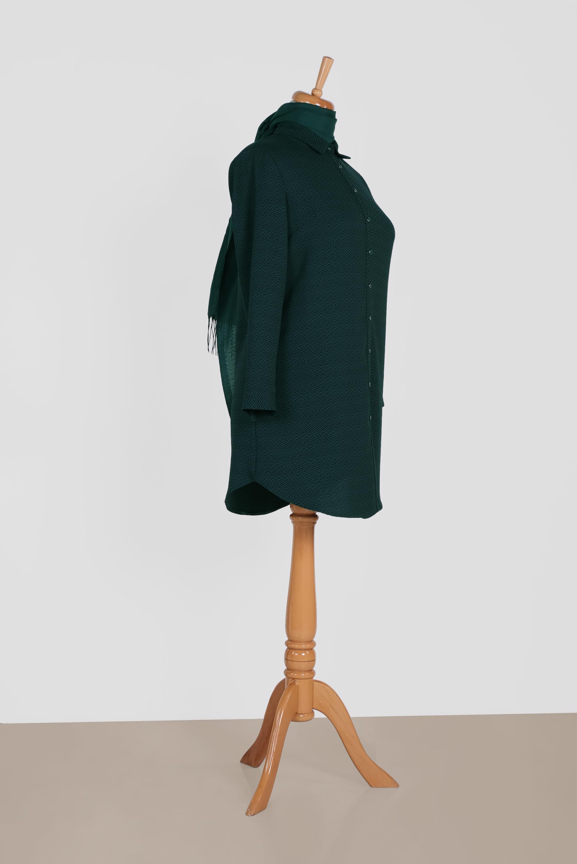 Hijab clothing GREEN SNAP DETAILED TUNIC 2842 