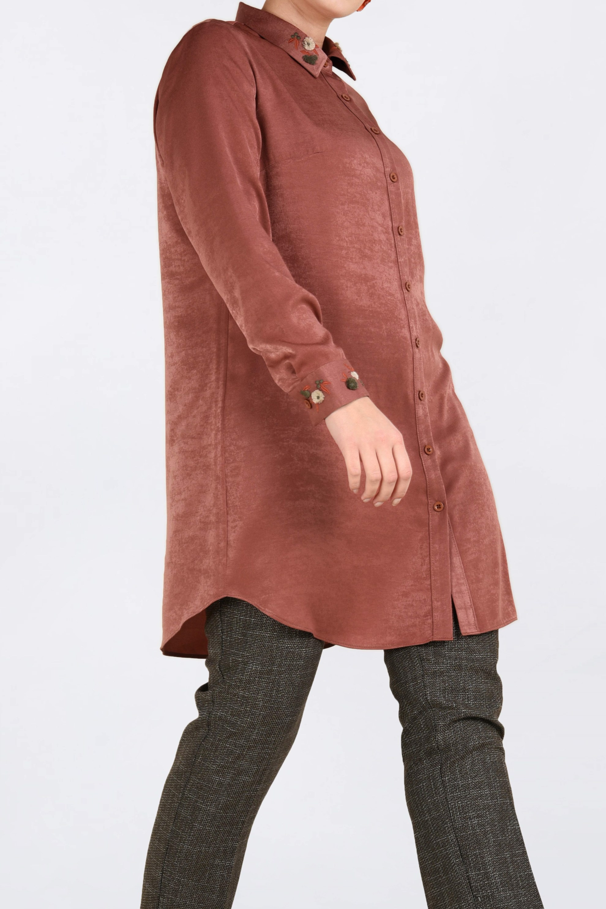 Hijab clothing ORANGE EMBROIDERED TUNIC 2843 