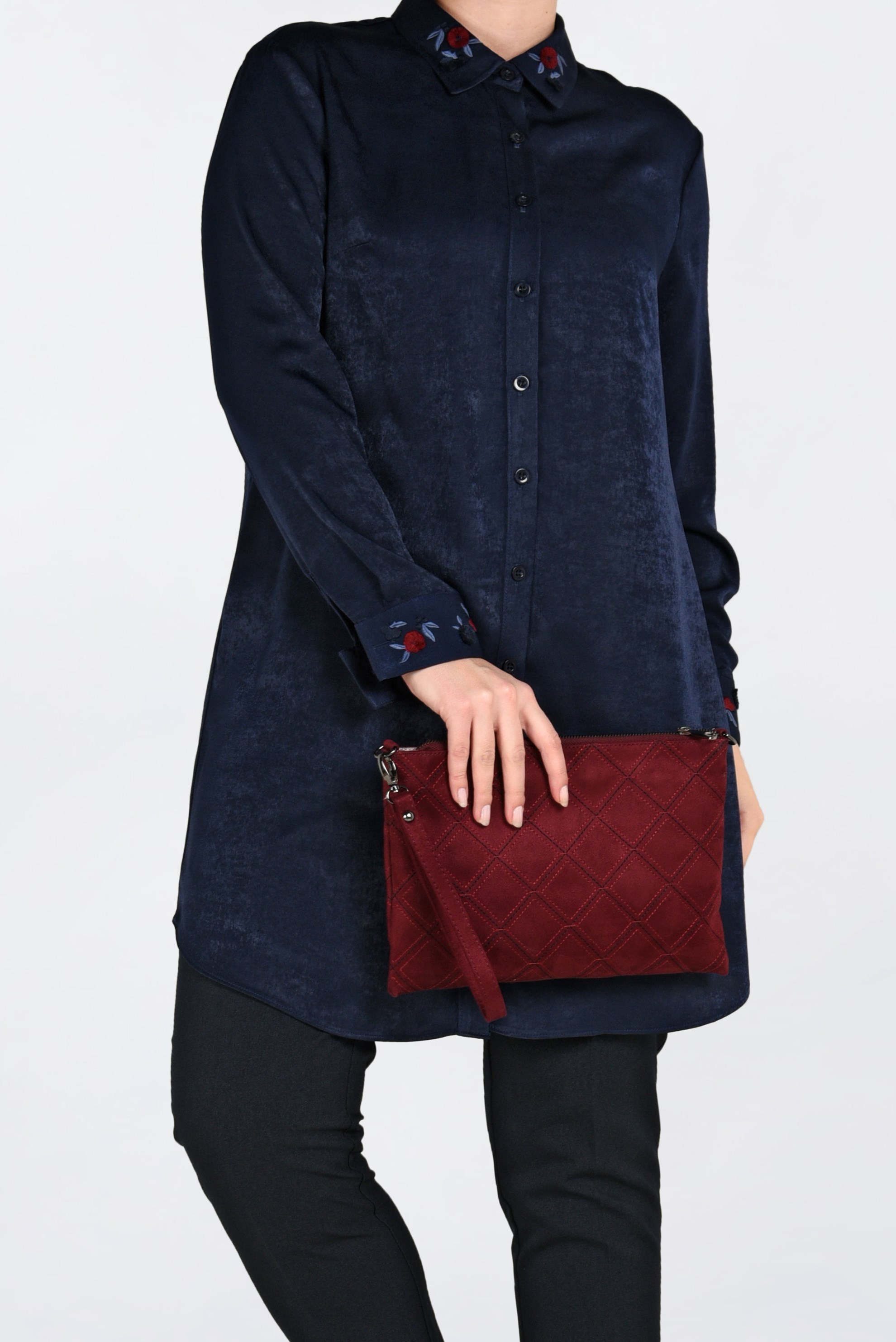 Hijab clothing NAVY BLUE EMBROIDERED TUNIC 2843 