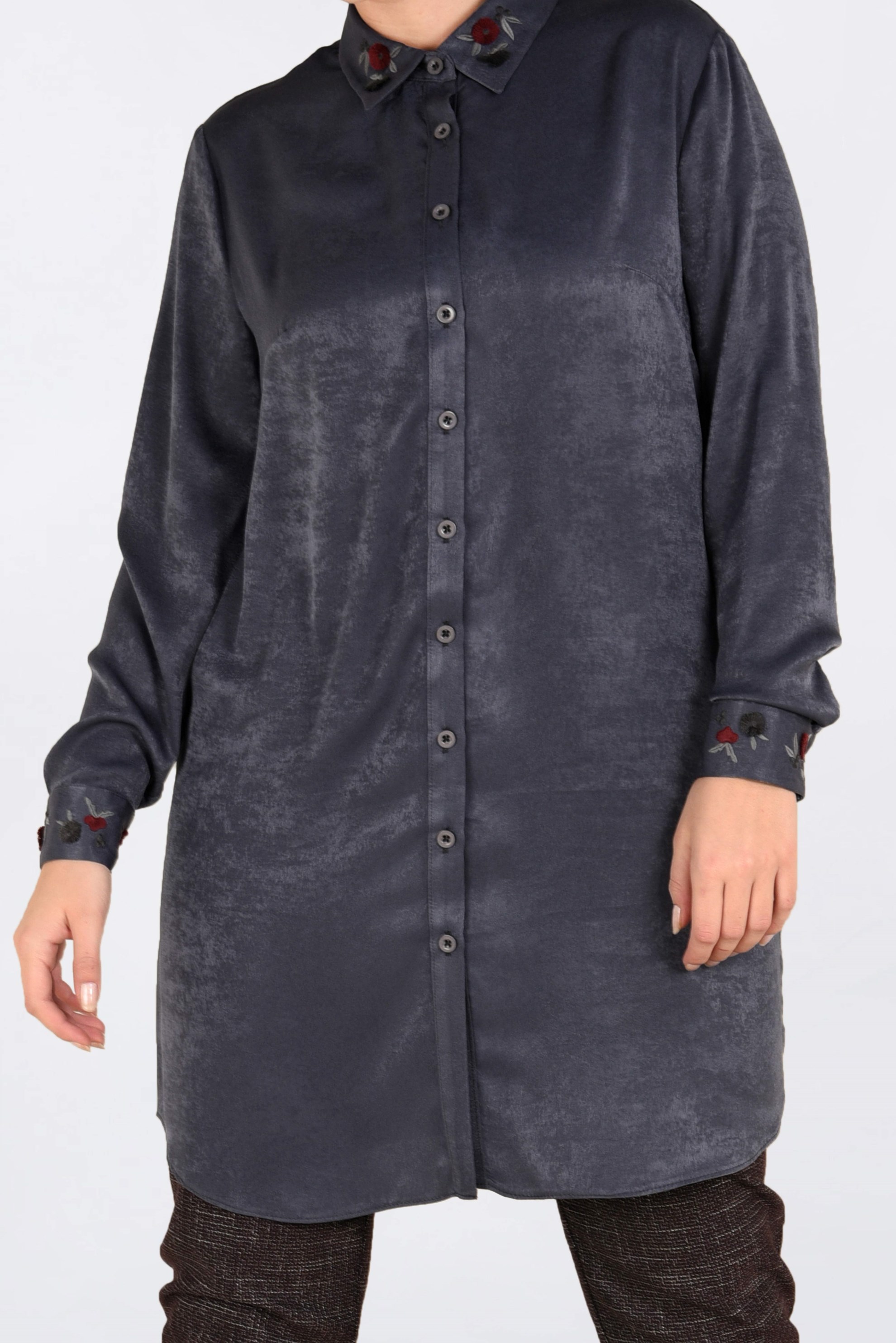 Hijab clothing GREY EMBROIDERED TUNIC 2843 