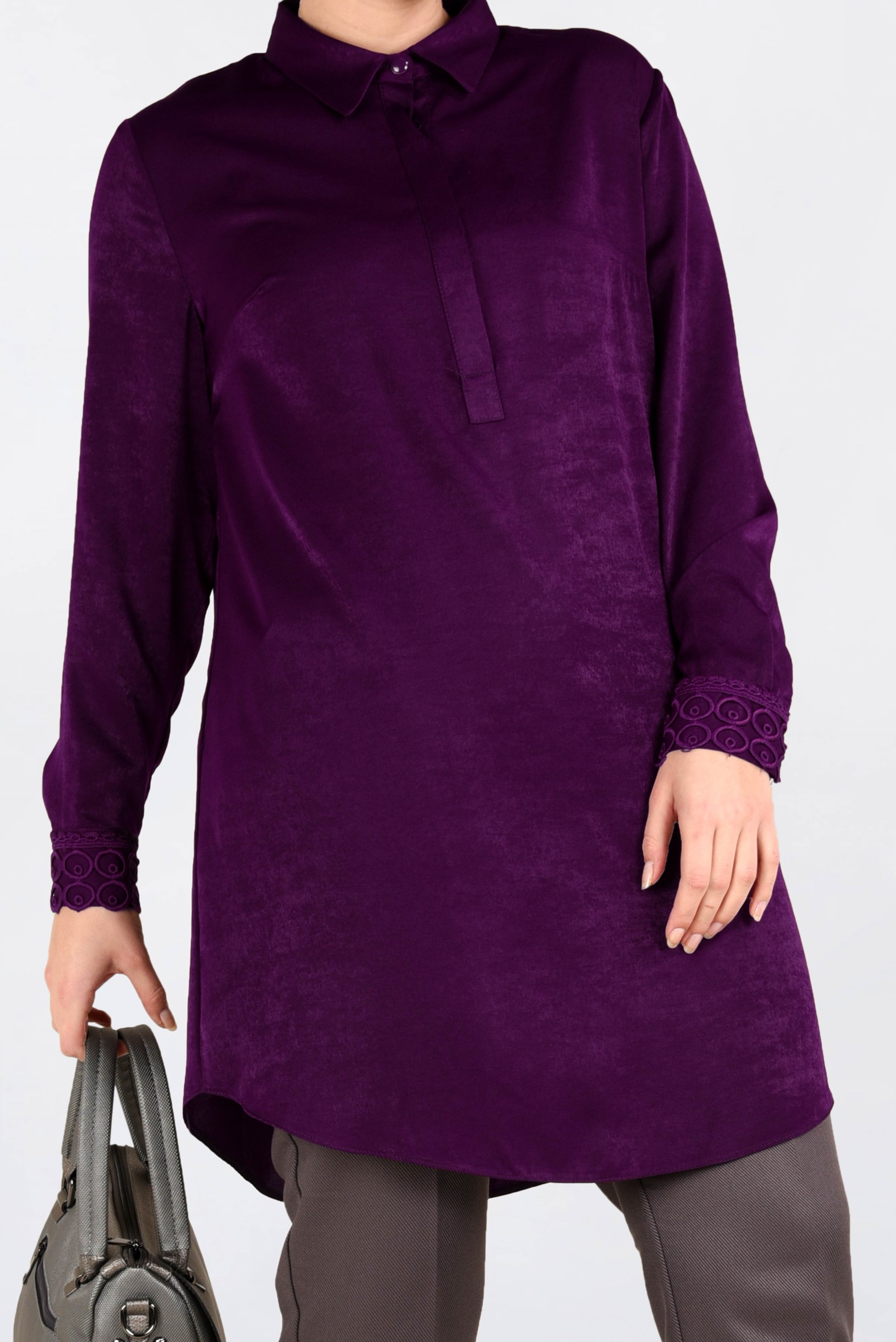 Hijab clothing PURPLE GUIPURED TUNIC 2845 