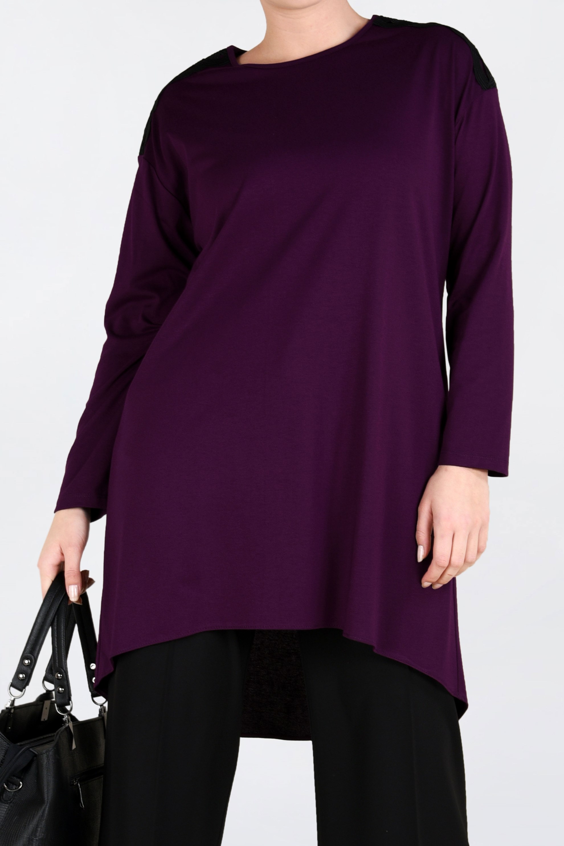 Tesettür giyim MOR ASİMETRİK KESİM TUNİK 2846