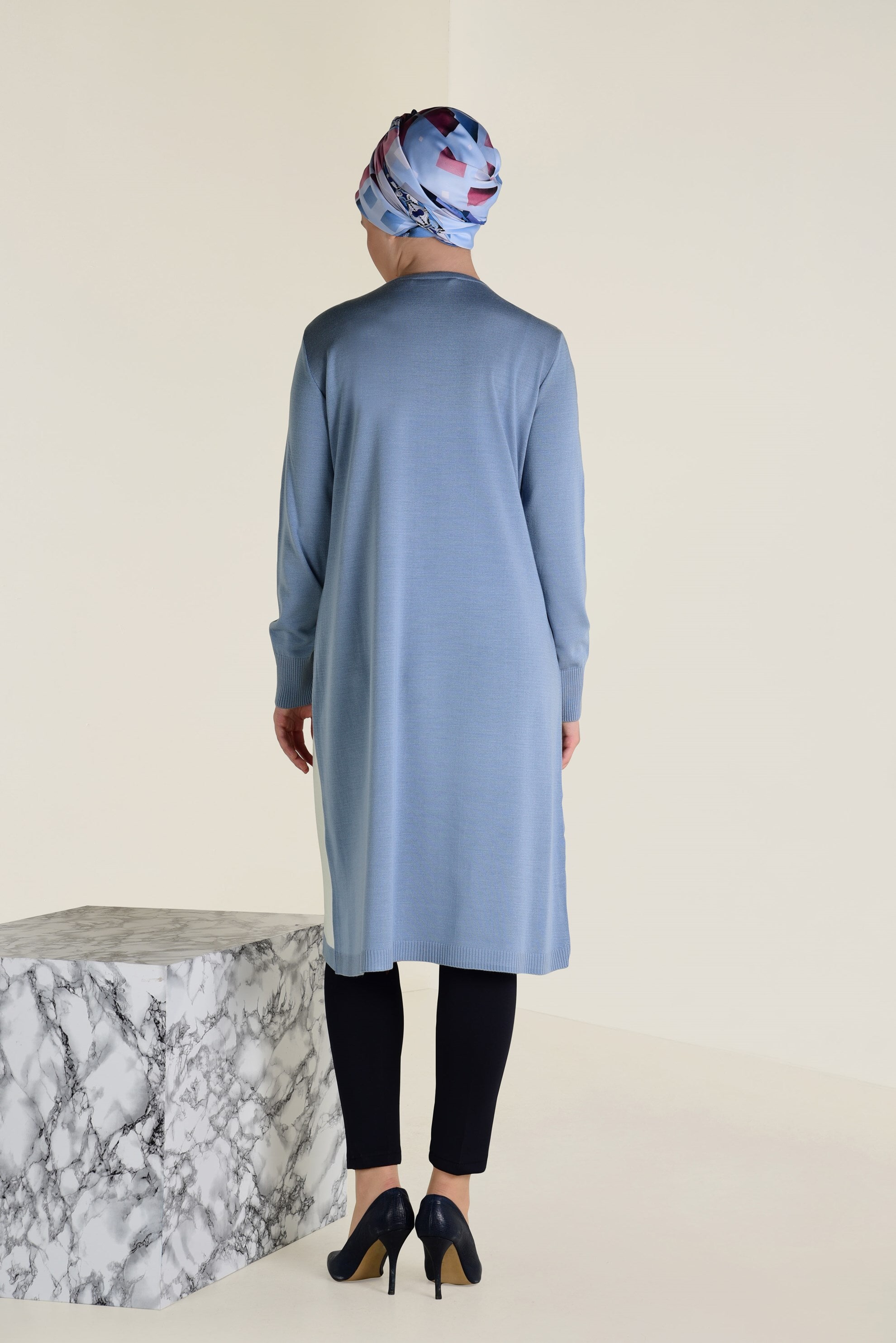 Tesettür giyim MAVİ ÇİFT RENK TRİKO TUNİK 4514 