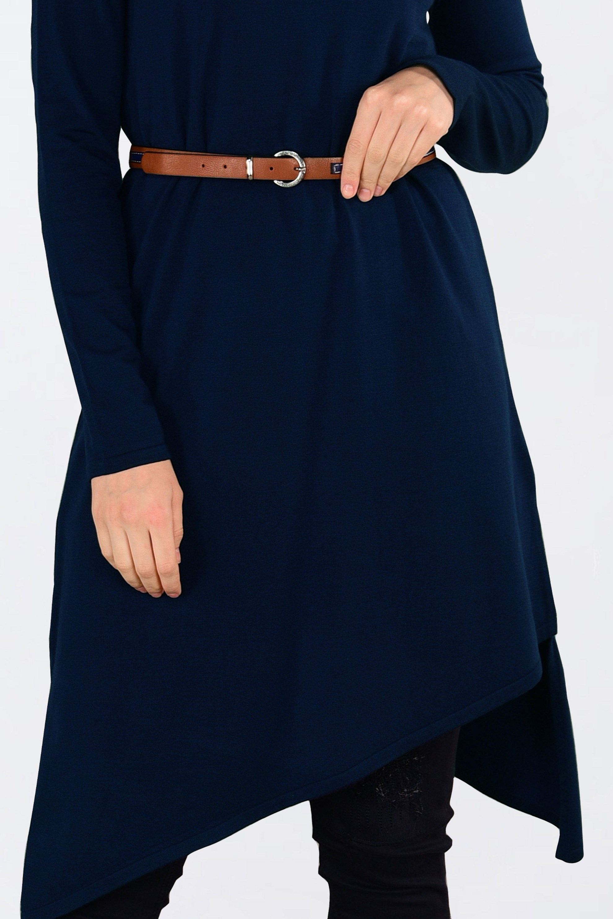 Tesettür giyim LACİVERT ASİMETRİK KESİM  TRİKO TUNİK 4526 