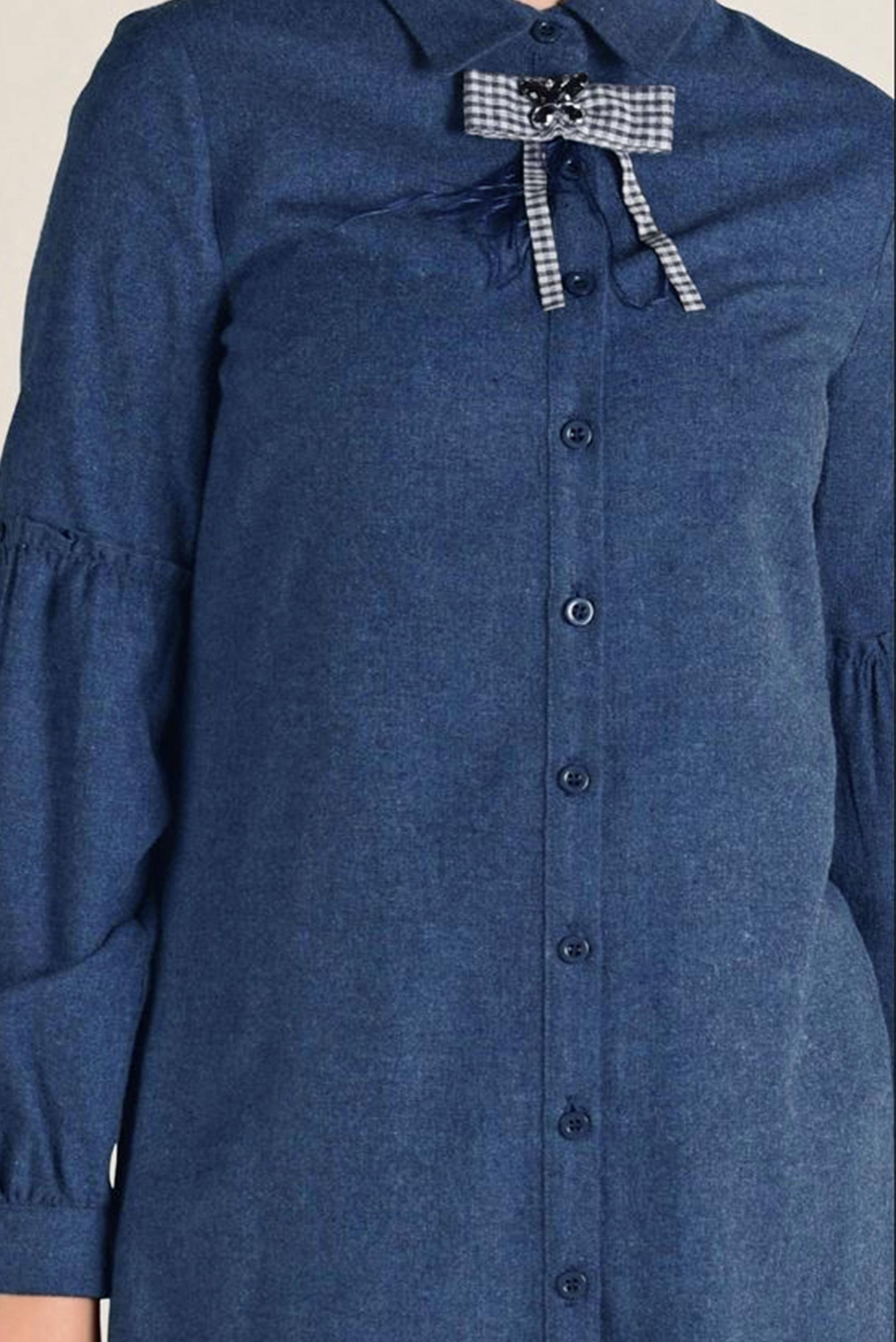 Tesettür giyim LACİVERT FİYONK DETAYLI TUNİK 4602