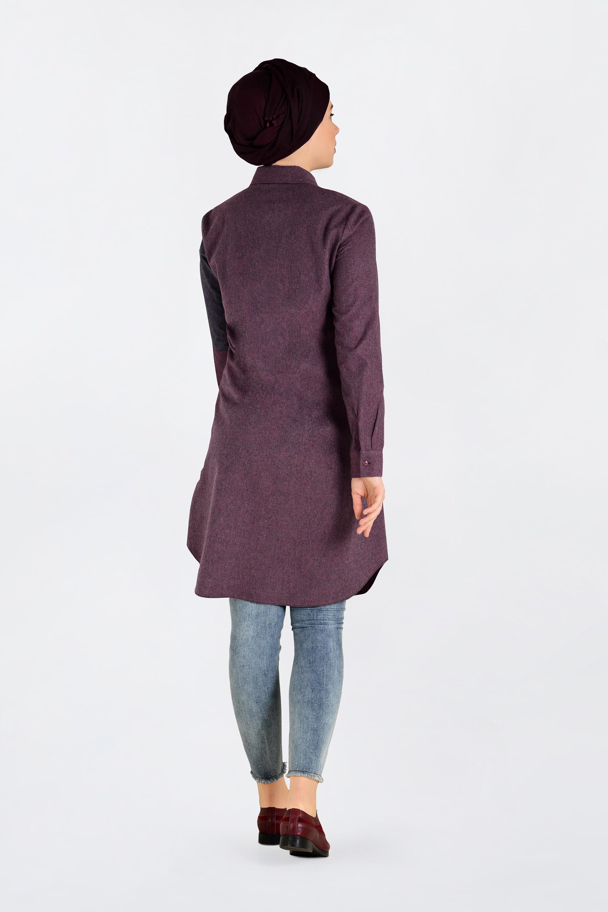 Tesettür giyim LACİVERT GÖMLEK YAKA TUNİK 4618