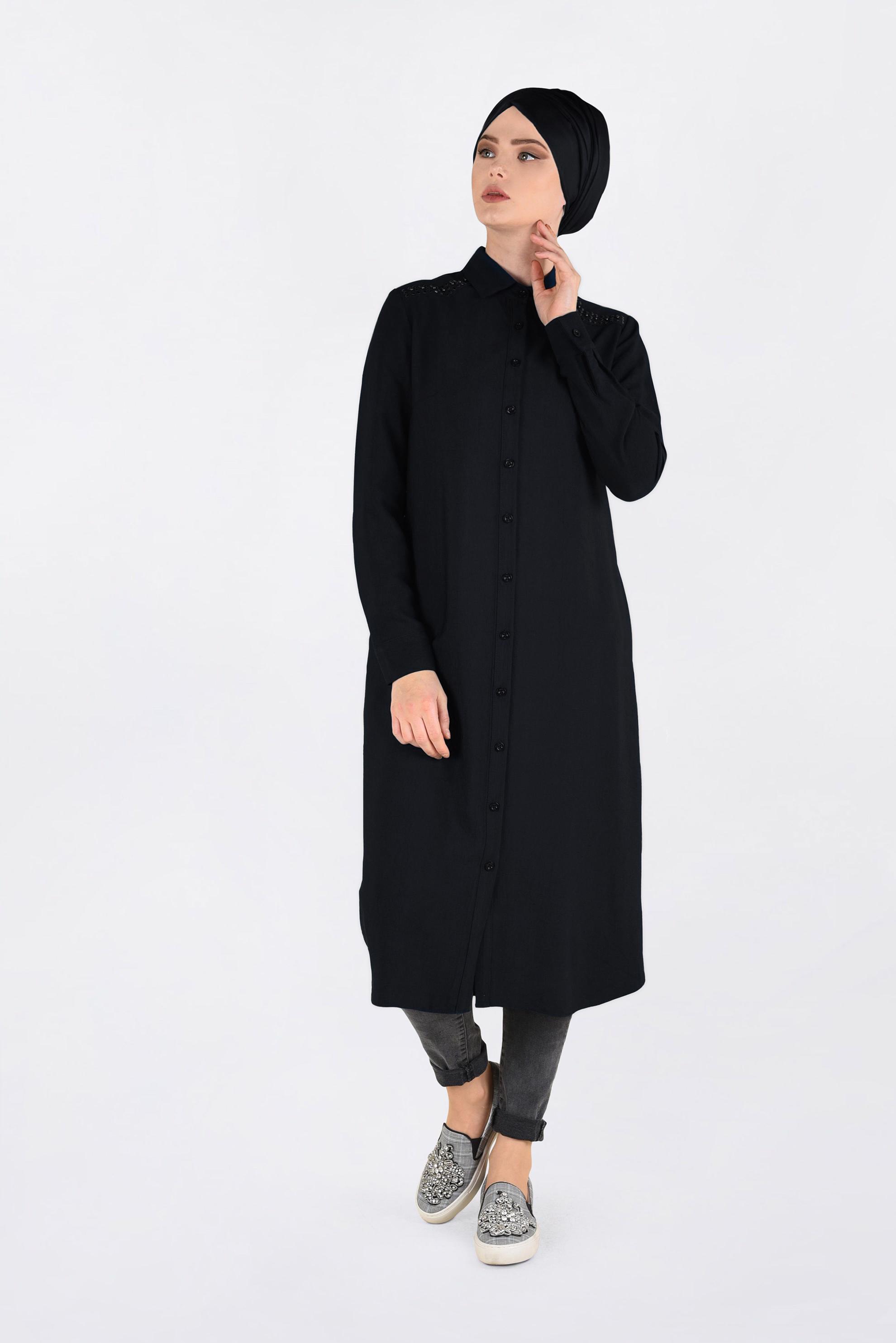 Tesettür giyim SİYAH 4669 8046 TUNİK 38/48 TEK40