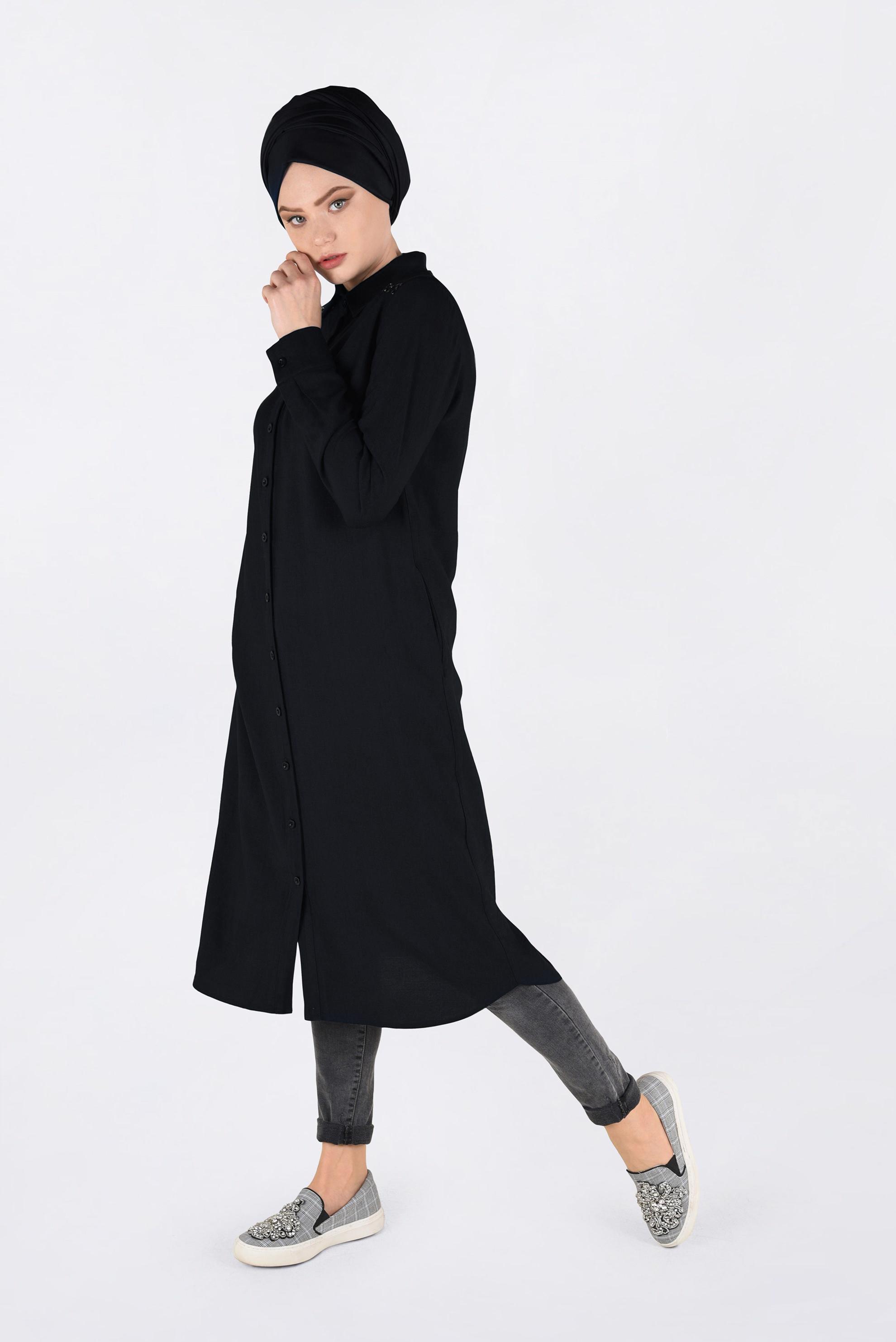 Tesettür giyim SİYAH 4669 8046 TUNİK 38/48 TEK40