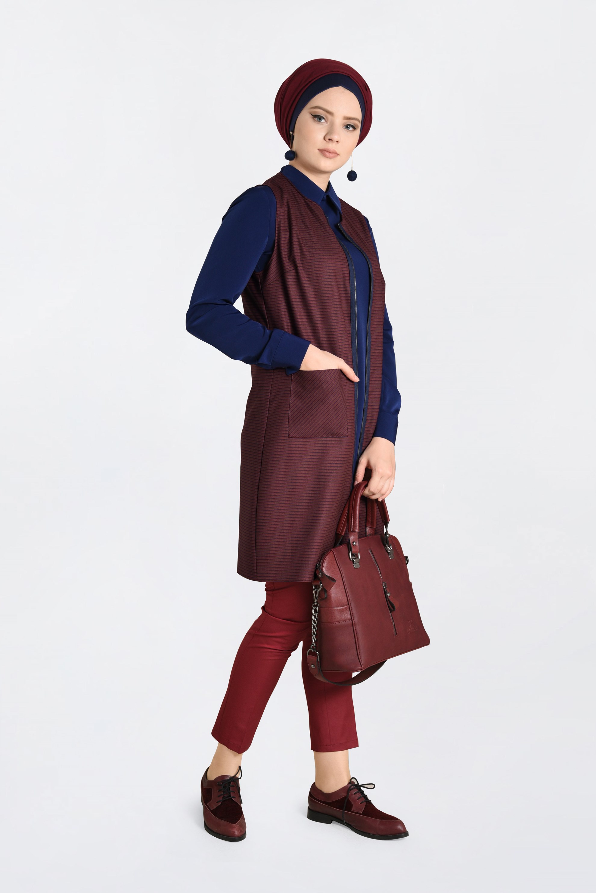 Tesettür giyim TURUNCU İKİLİ YELEKLİ TUNİK 4687