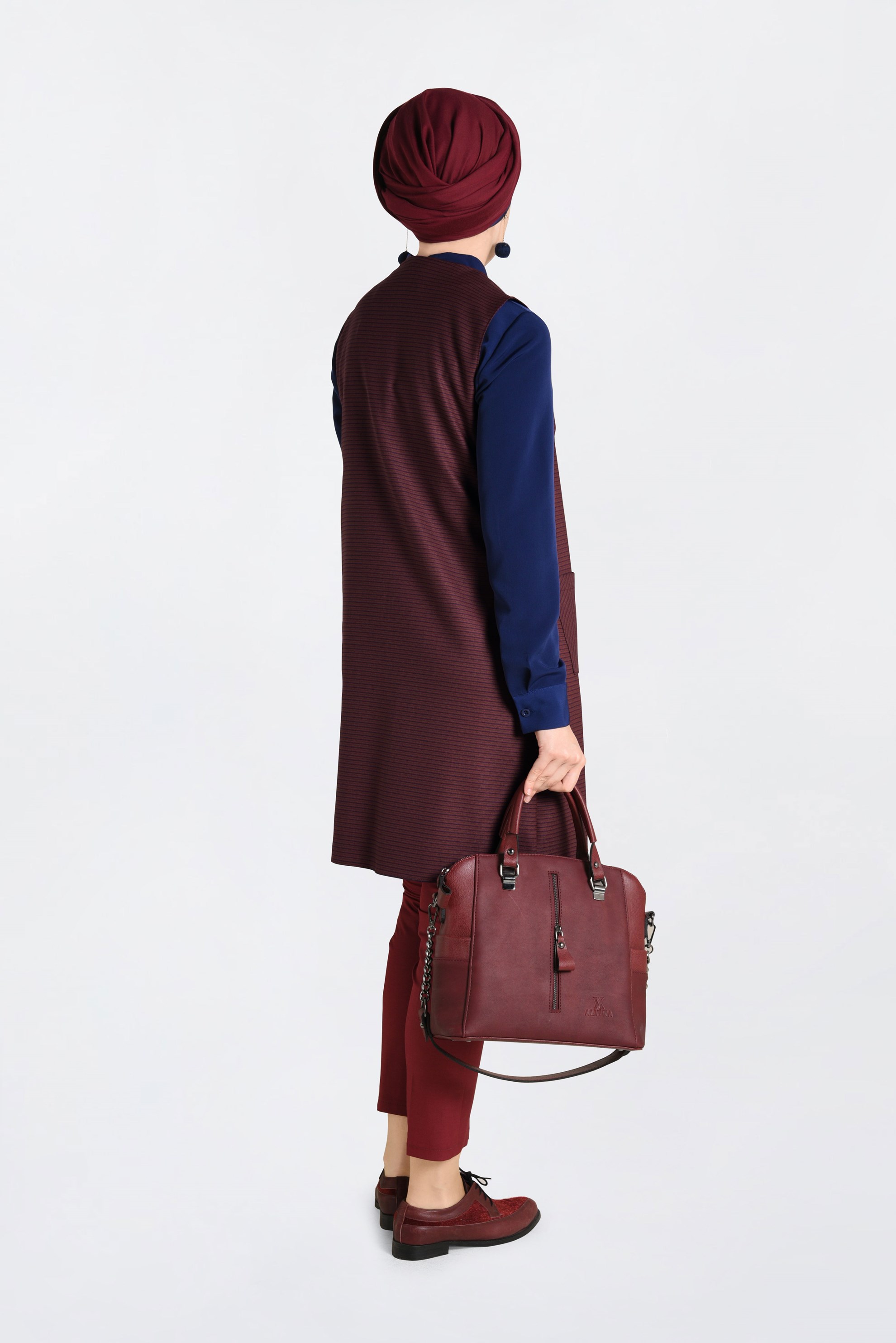 Tesettür giyim TURUNCU İKİLİ YELEKLİ TUNİK 4687