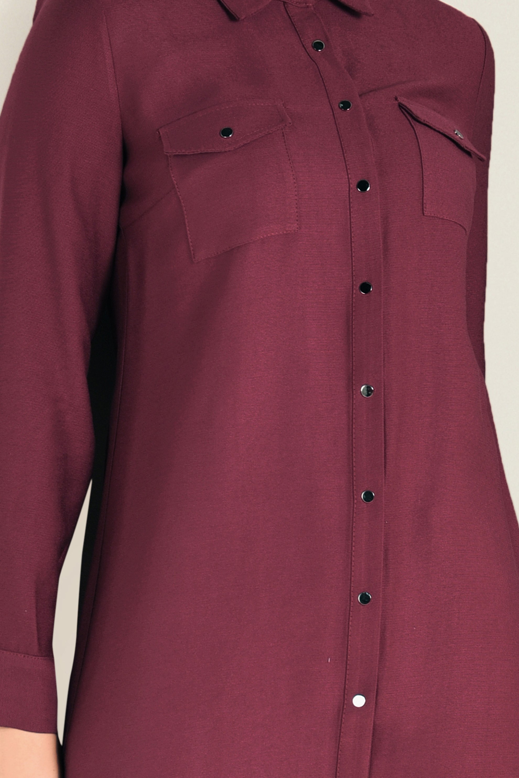 Tesettür giyim KIRMIZI GÖMLEK YAKA TUNİK 4701