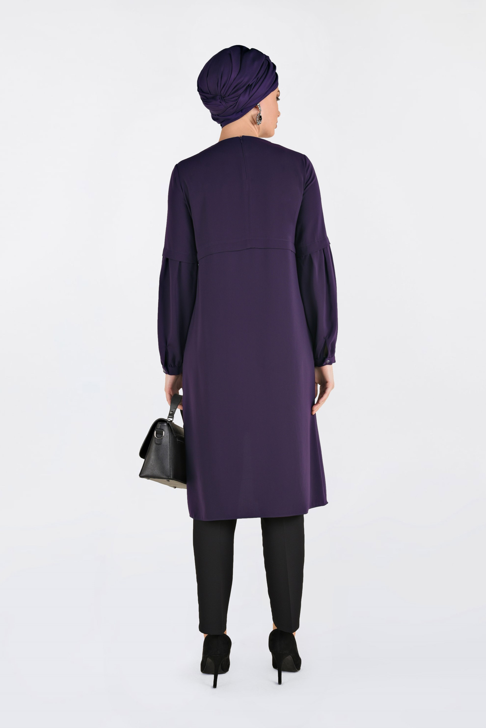 Tesettür giyim MOR ASİMETRİK KESİM TUNİK 4710 