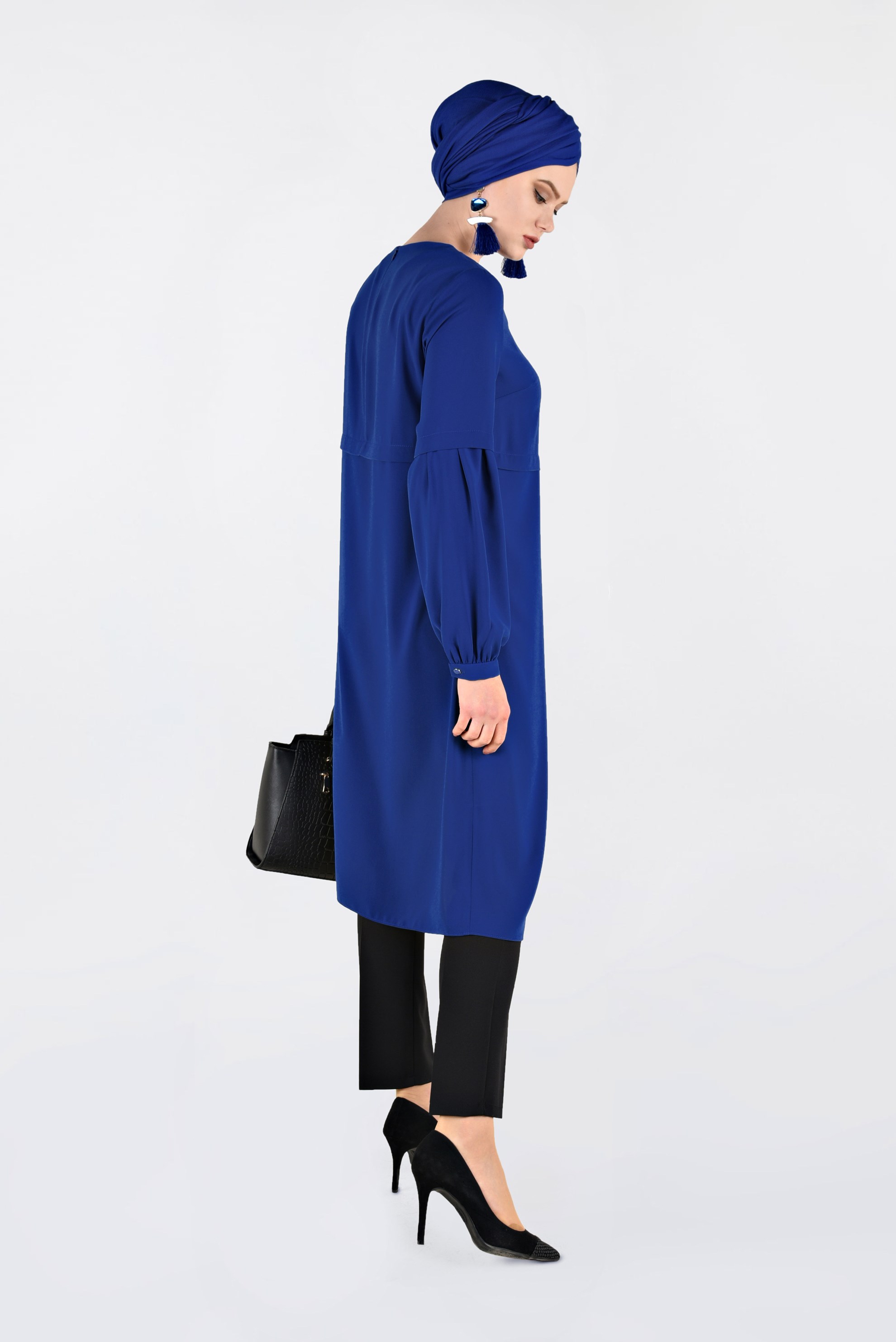 Tesettür giyim LACİVERT ASİMETRİK KESİM TUNİK 4710 