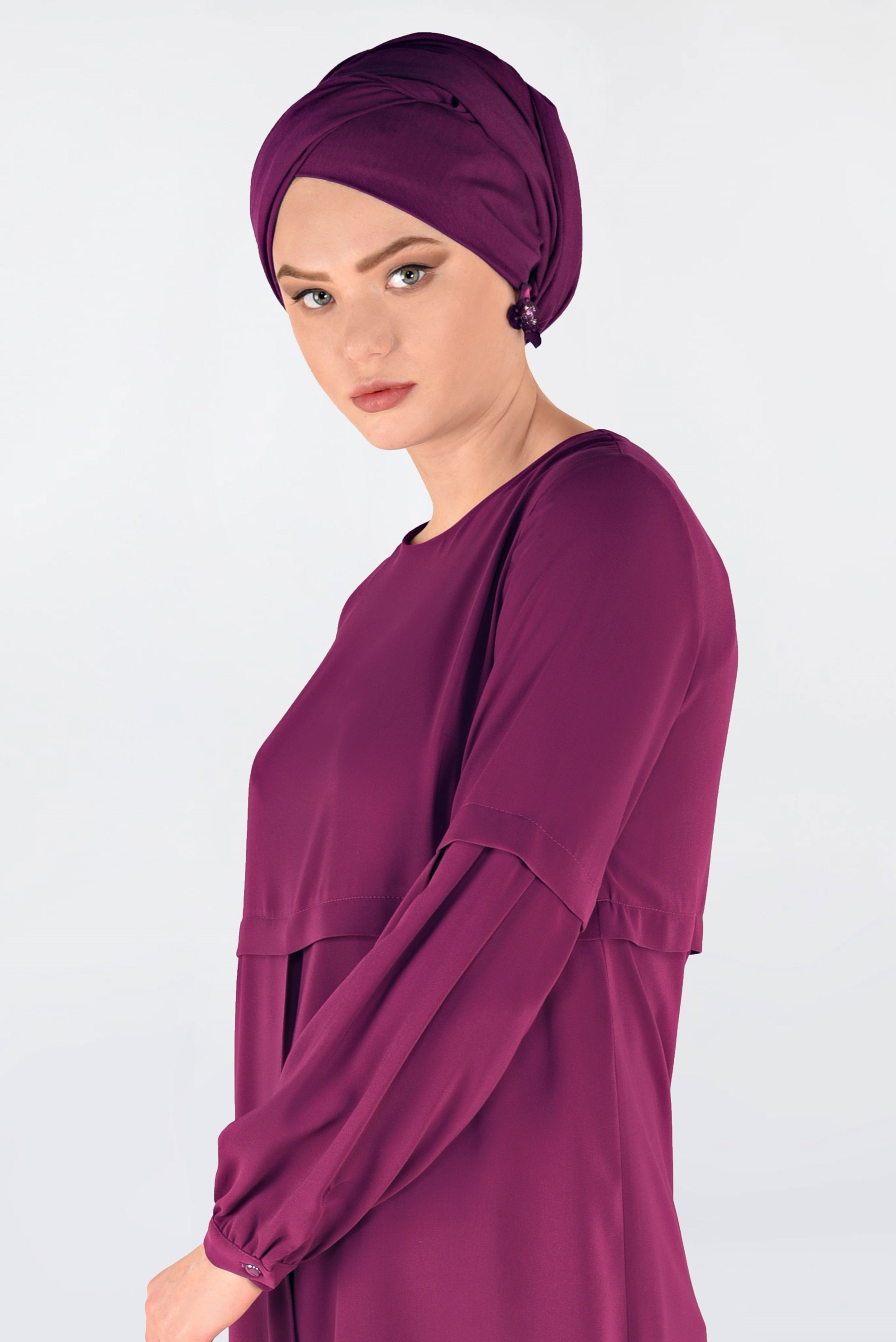 Tesettür giyim MOR ASİMETRİK KESİM TUNİK 4710 