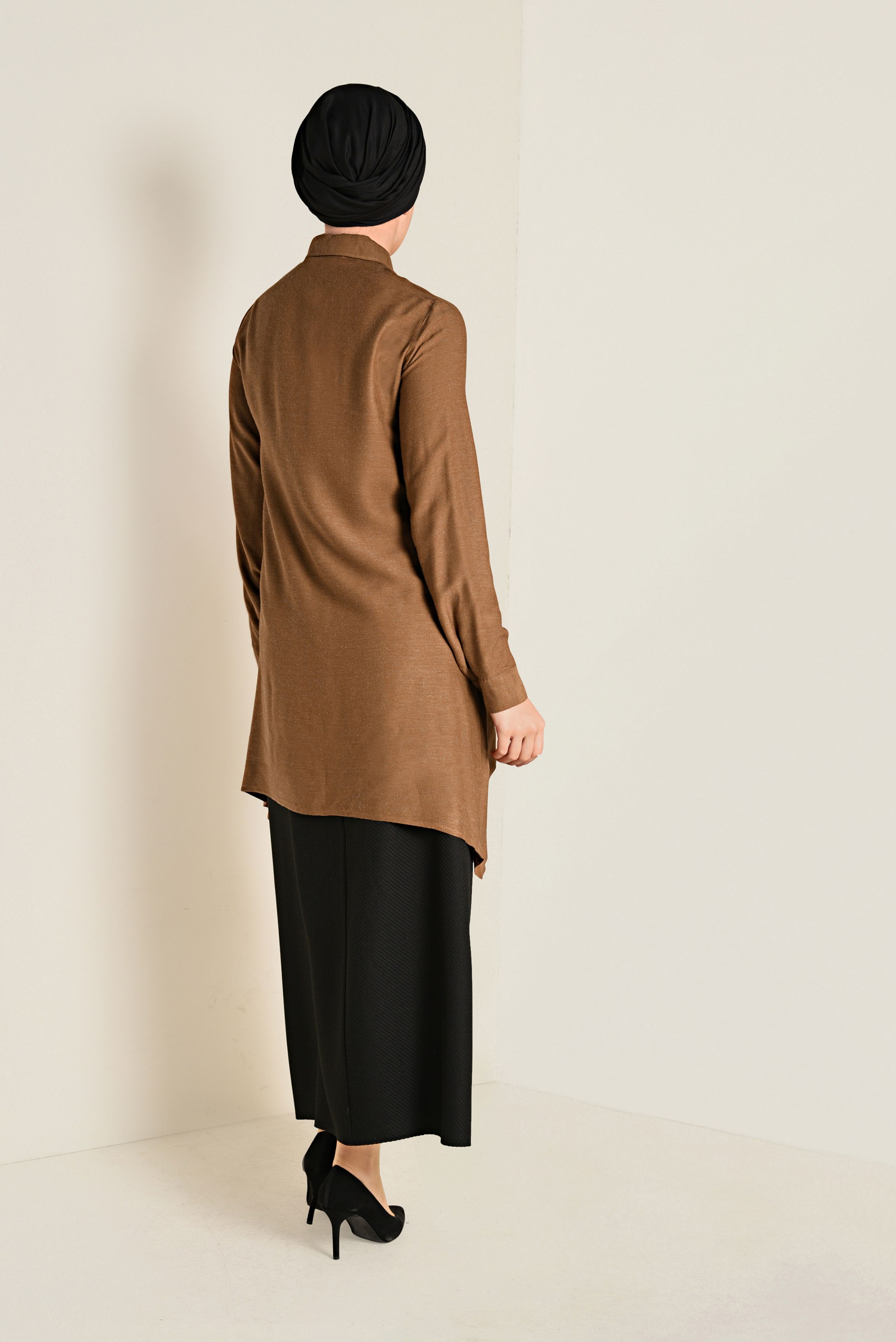 Tesettür giyim TABA ASİMETRİK KESİM TUNİK 4711