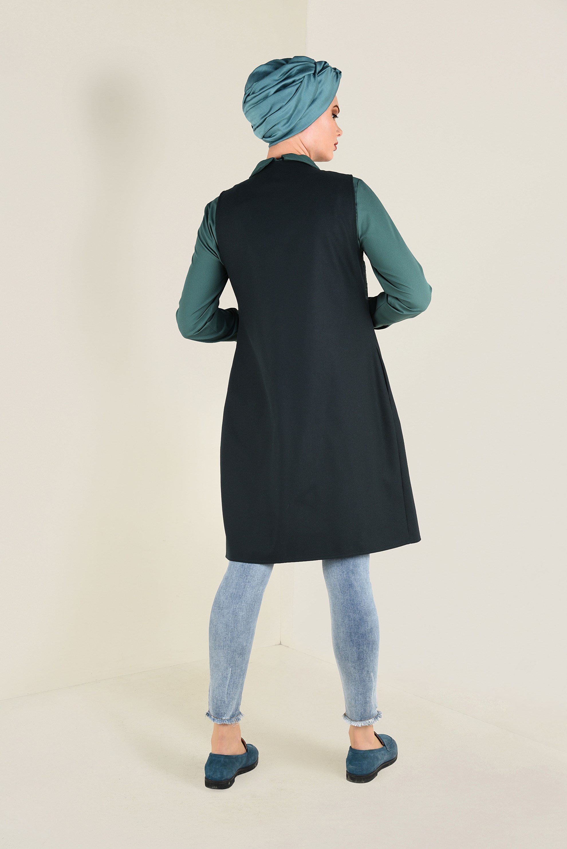 Tesettür giyim YEŞİL NAKIŞ DETAYLI TUNİK 4724 