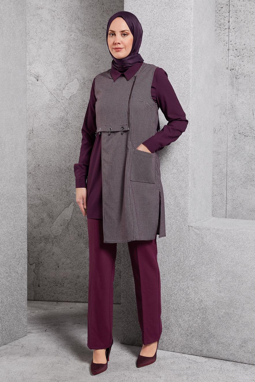 Vêtements hijab PRUNE TUNIQUE COUPE ASYMETRIQUE 4755