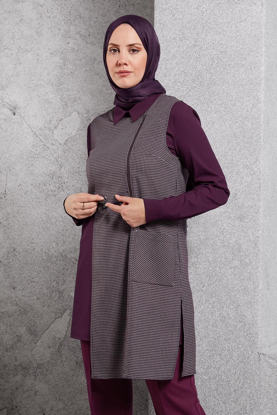 Vêtements hijab PRUNE TUNIQUE COUPE ASYMETRIQUE 4755