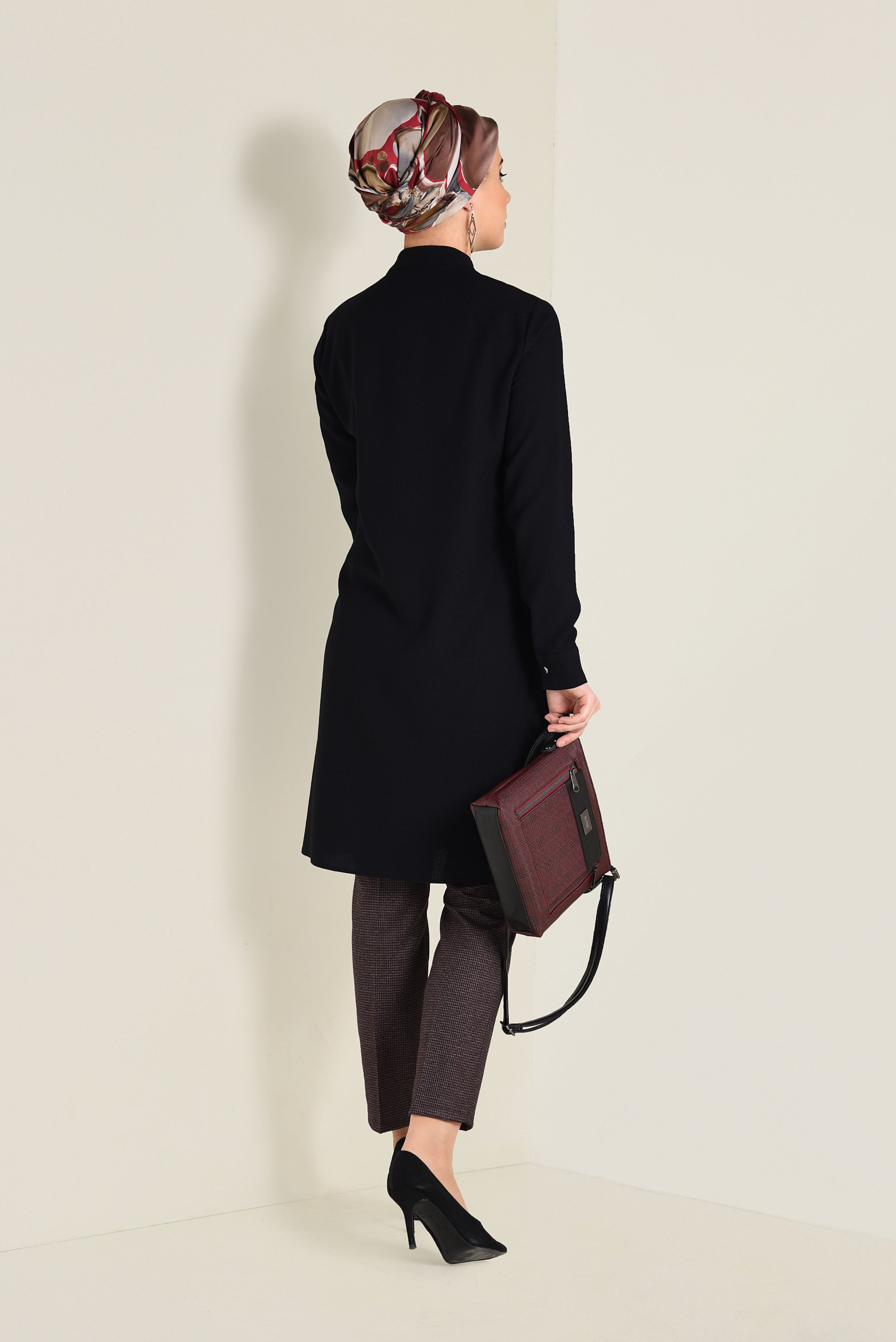 Tesettür giyim SİYAH FERMUARLI TUNİK 4757 