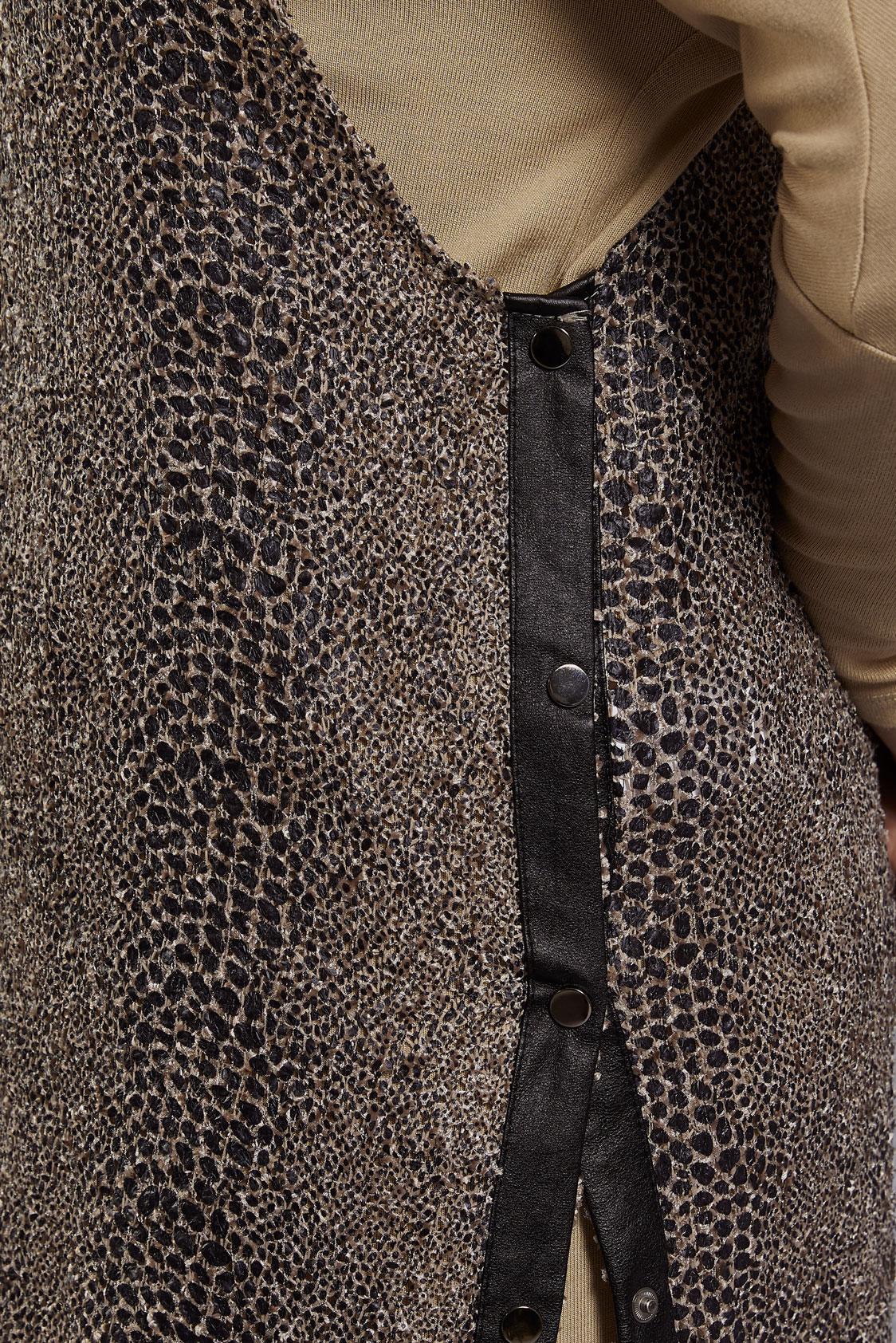 Tesettür giyim BEJ DESENLİ YELEKLİ TUNİK 4769