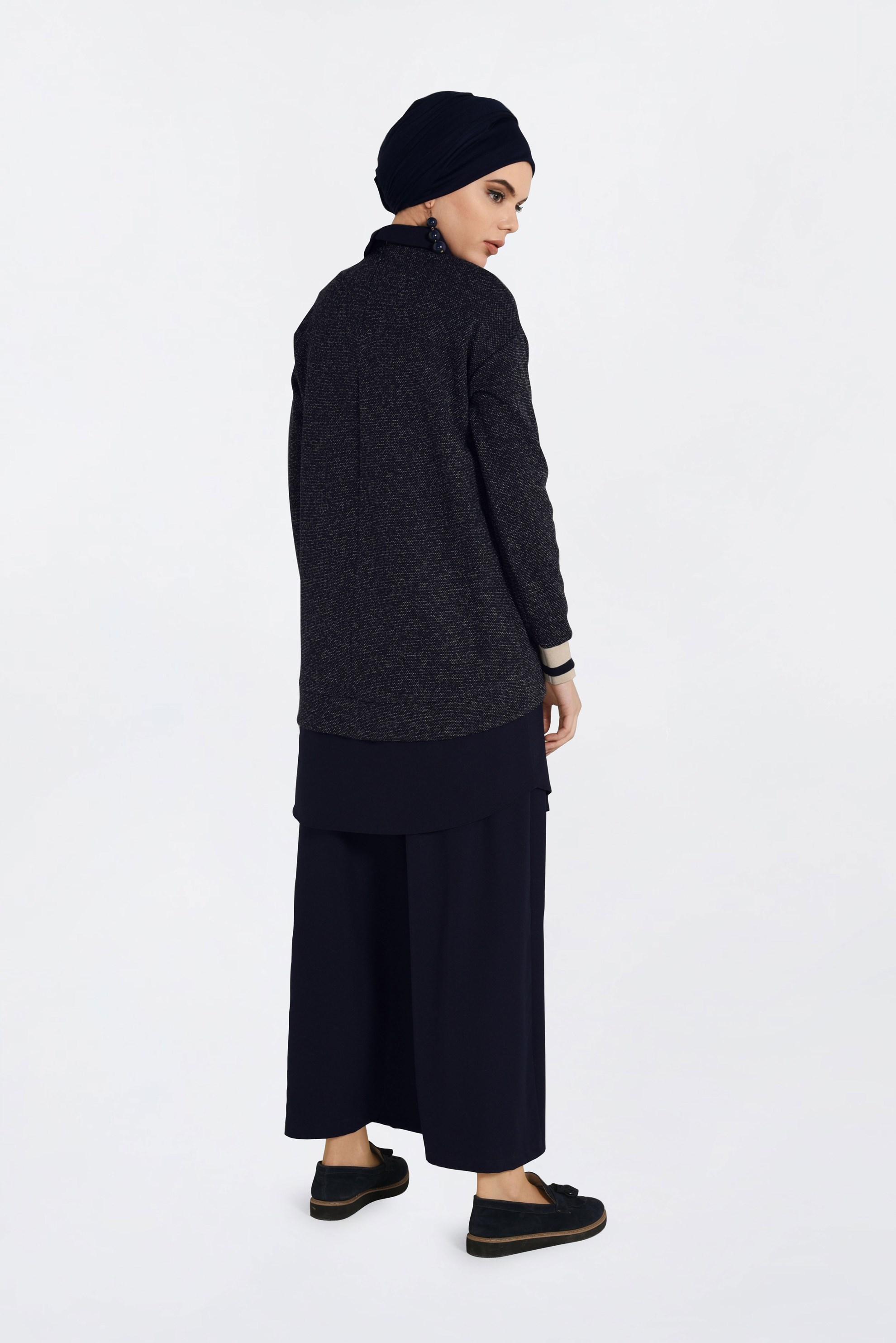 Tesettür giyim LACİVERT GÖMLEK YAKA TUNİK 4792