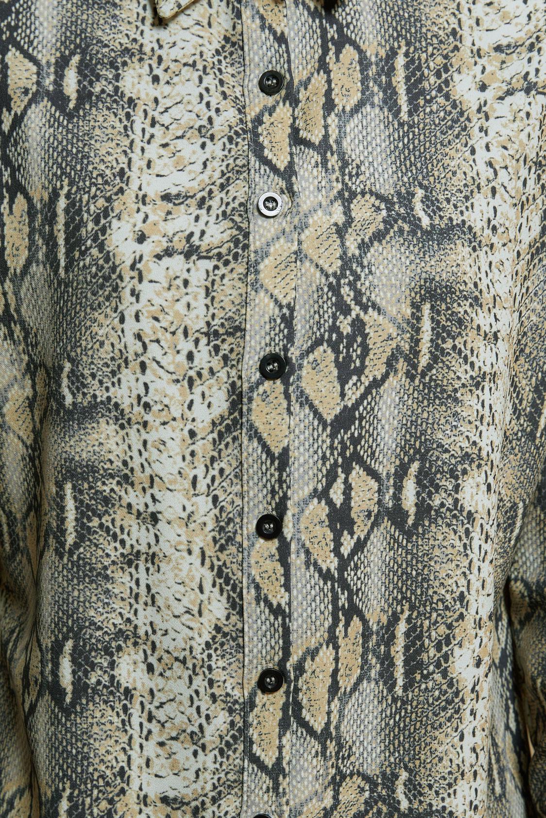 Tesettür giyim KAHVE YILAN DERİSİ DESENLİ TUNİK 4807 