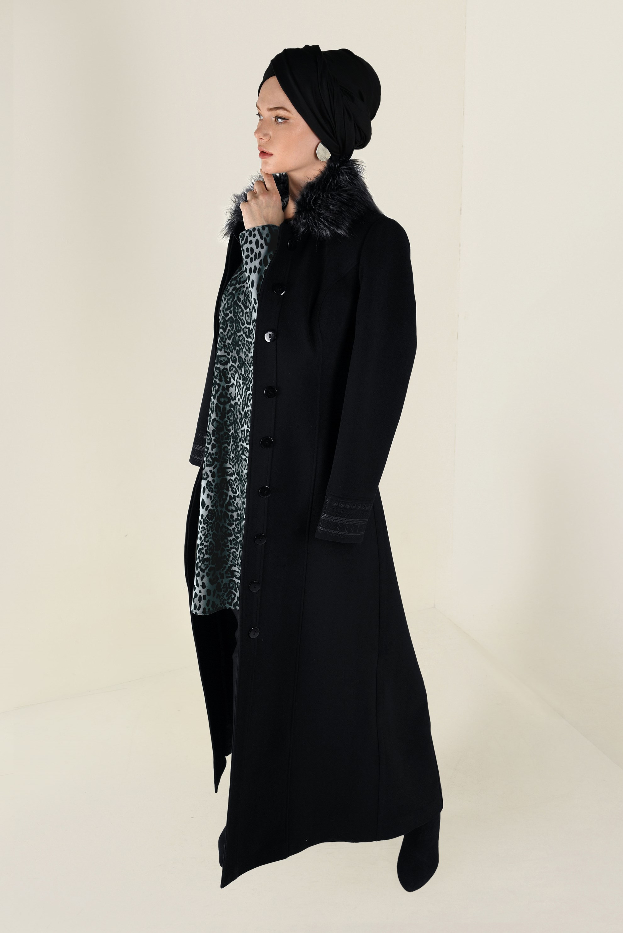 Tesettür giyim GRİ LEOPAR DESENLİ TUNİK 4808 