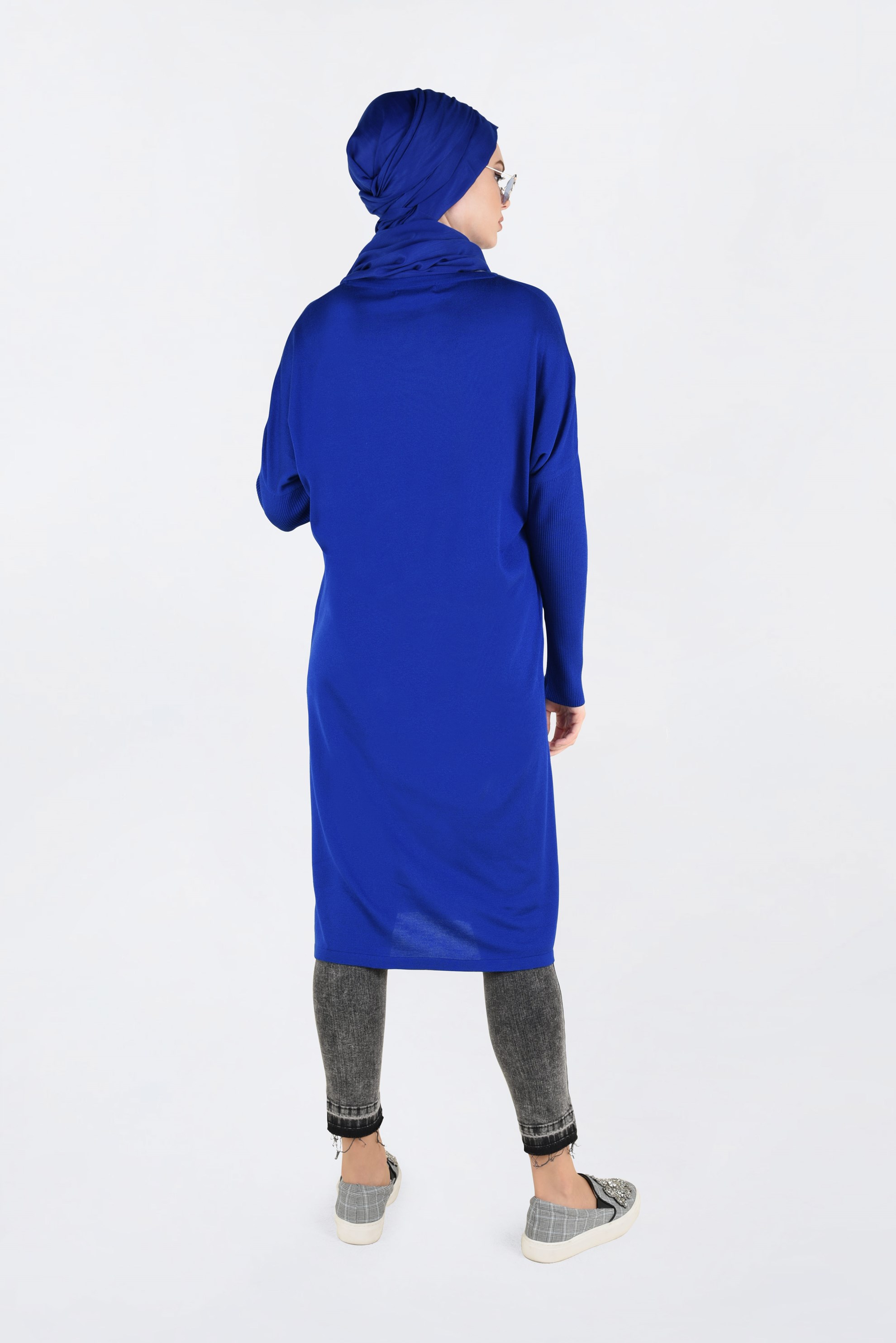 Tesettür giyim LACİVERT BİSİKLET YAKA TRİKO TUNİK 4830