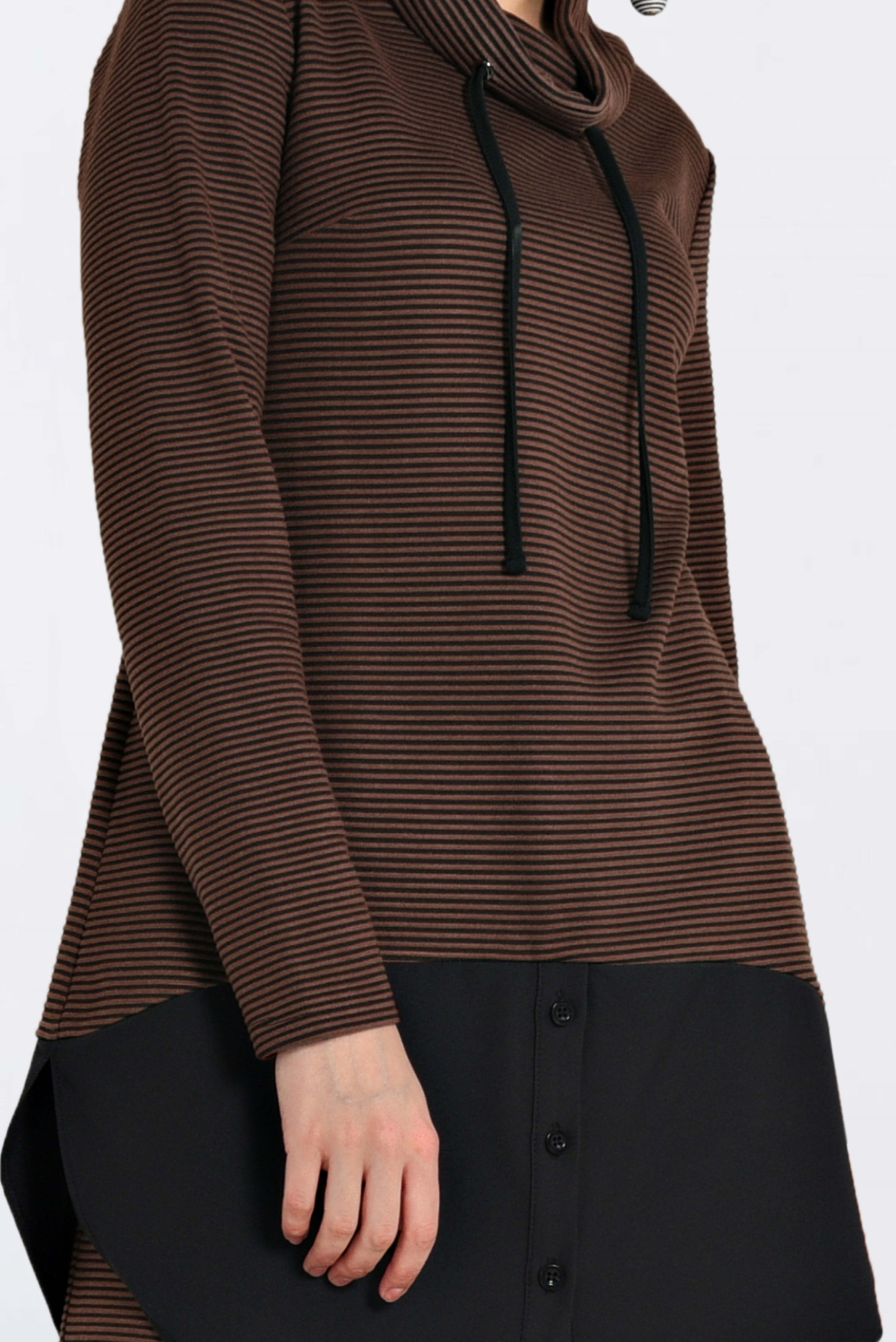 Tesettür giyim TURUNCU YAKASI BAĞCIKLI FİTİLLİ TUNİK 4831 