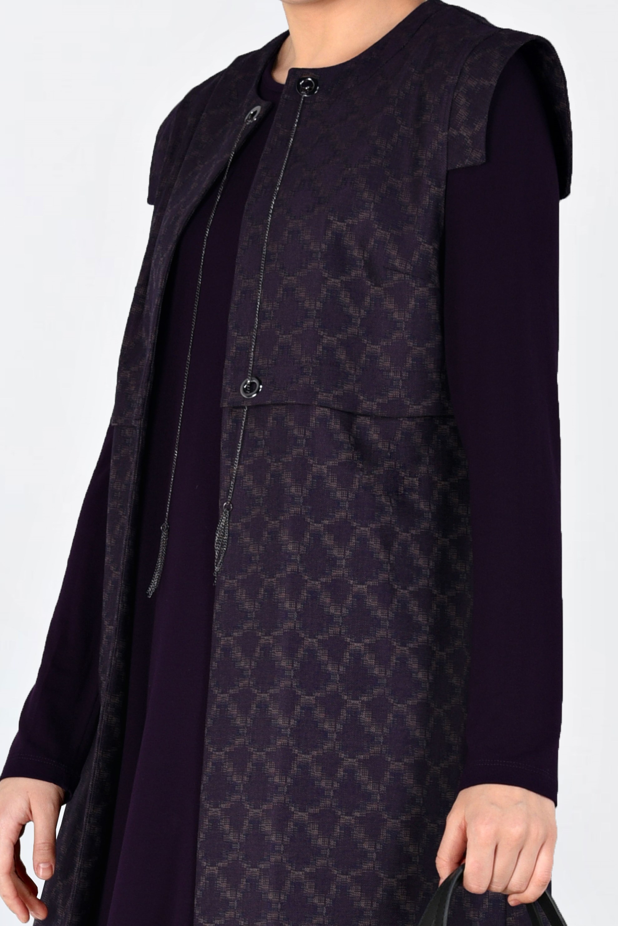 Tesettür giyim MÜRDÜM YELEĞİ JAKARLI 2Lİ TUNİK 4796-1