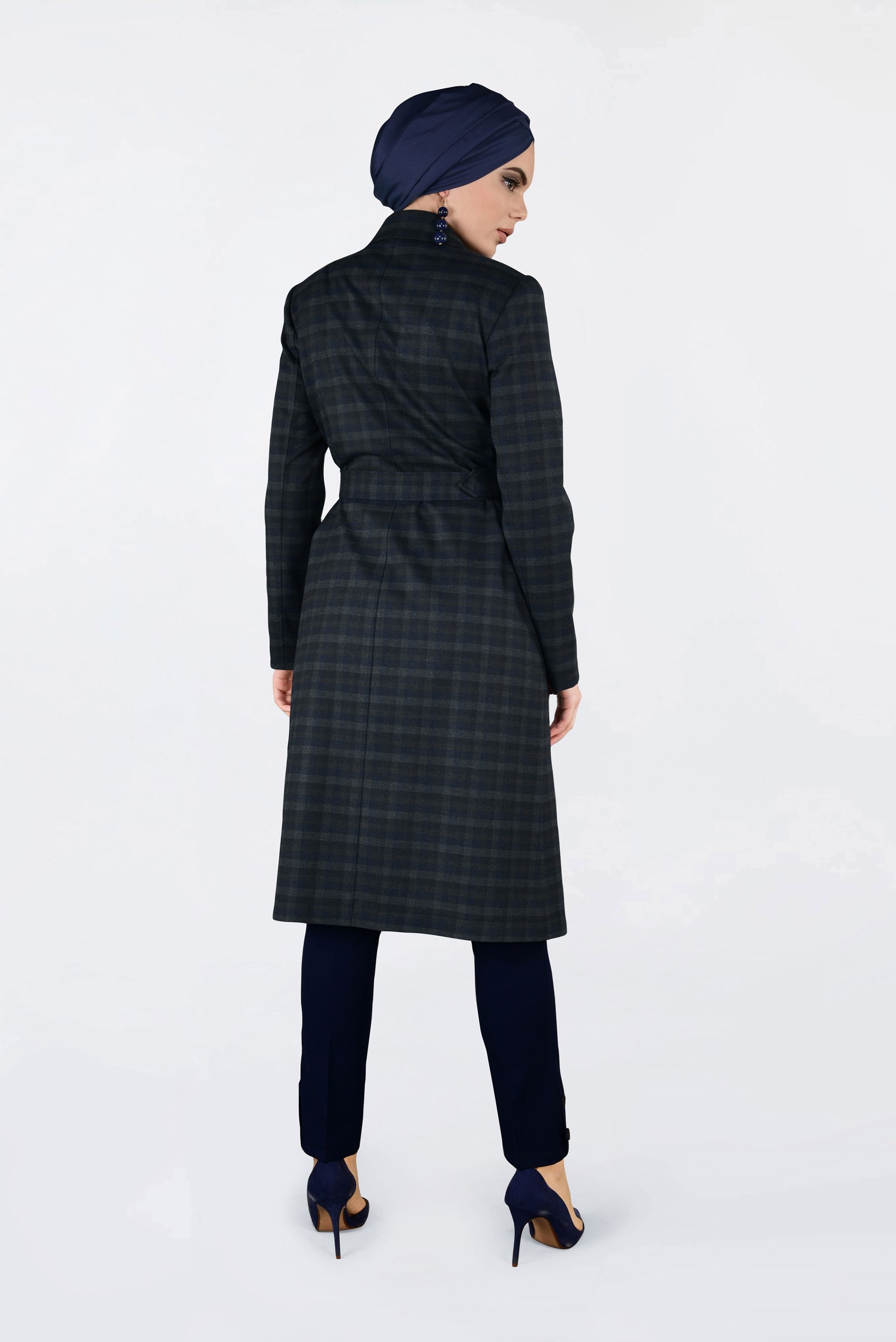 Tesettür giyim GRİ KEMERLİ KRUVAZE TRENÇKOT 1326 