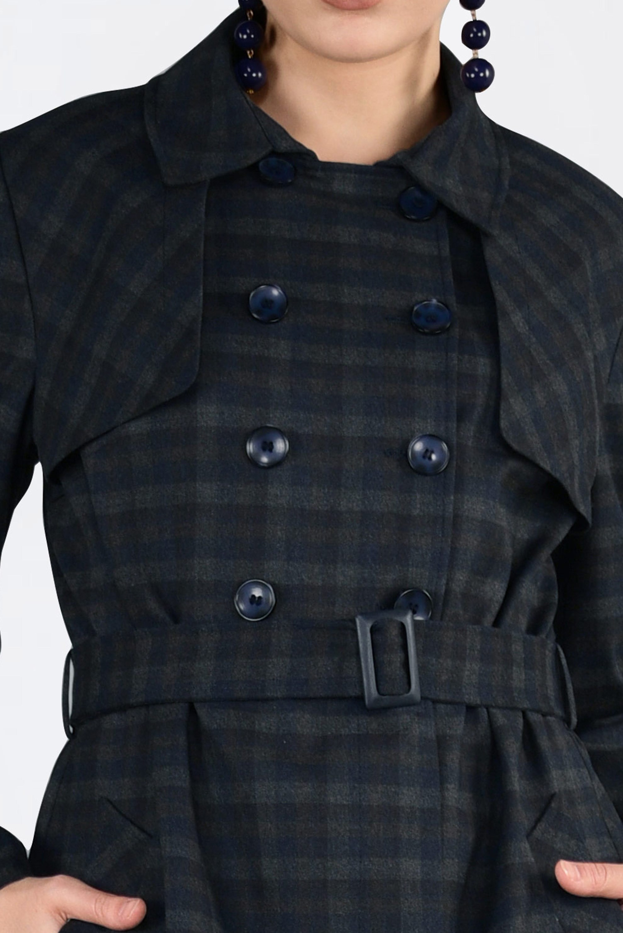 Tesettür giyim GRİ KEMERLİ KRUVAZE TRENÇKOT 1326 