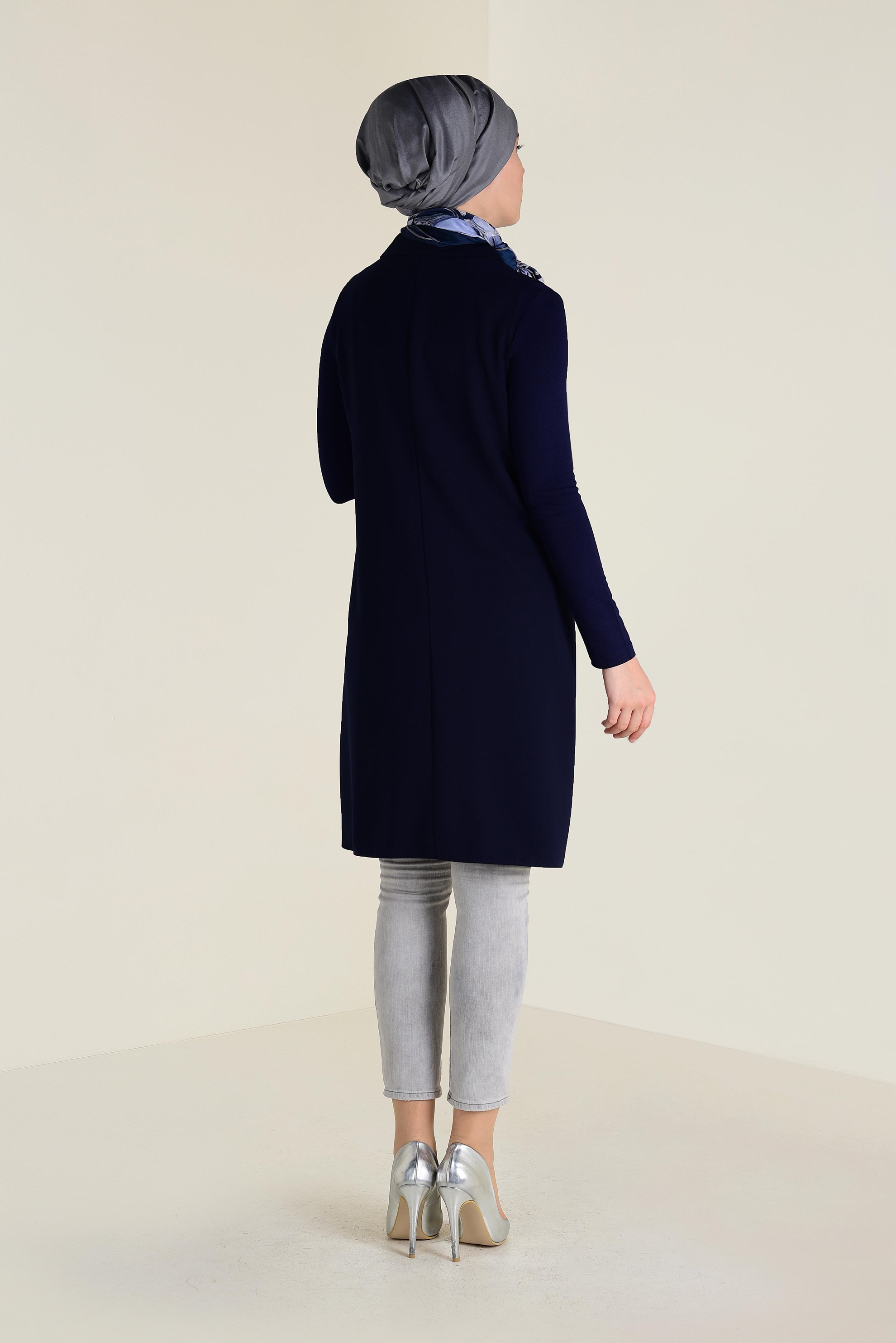 Tesettür giyim LACİVERT PUL PAYET ŞERİTLİ YELEK 4299