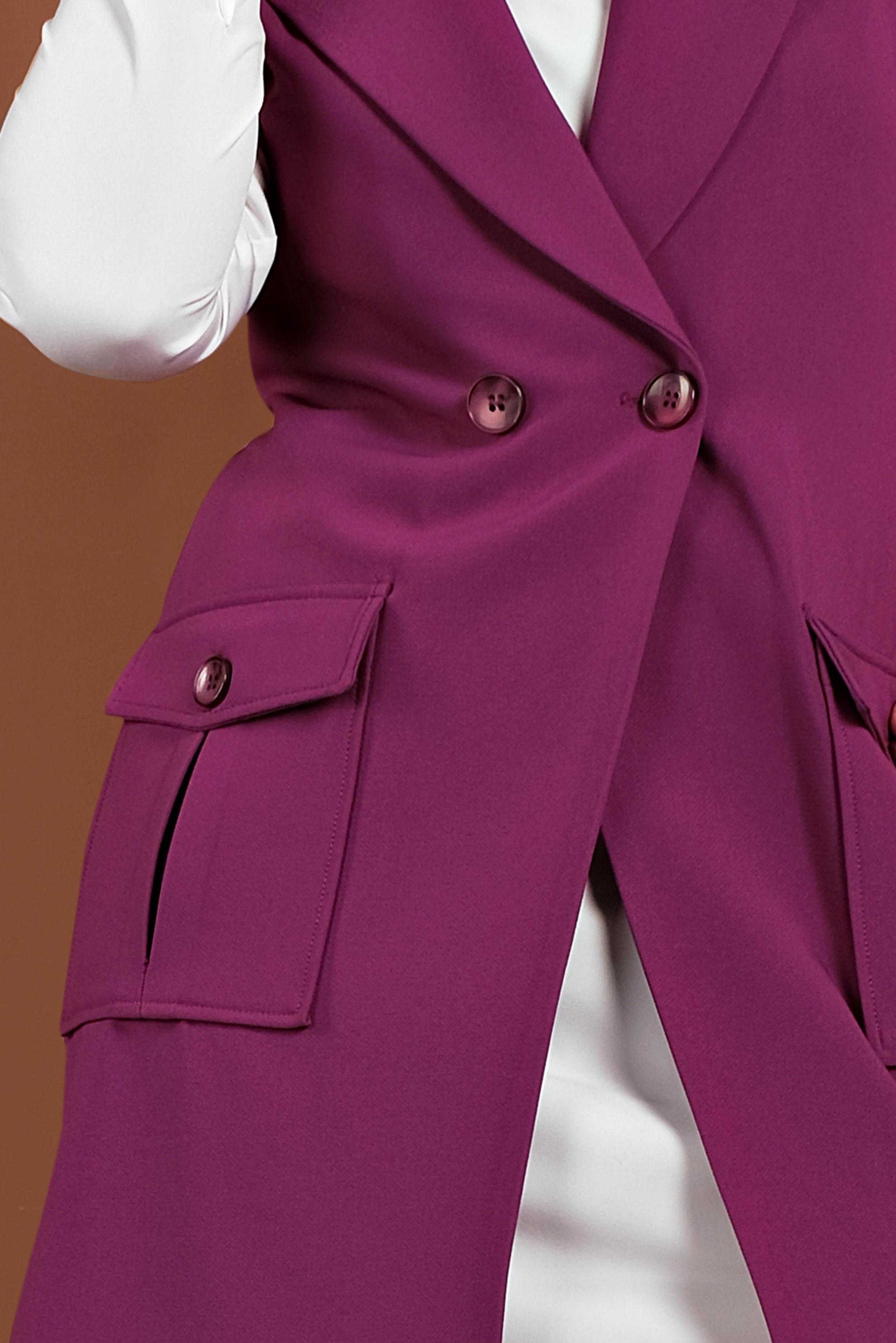 Tesettür giyim MOR CEPLİ KRUVAZE YELEK 4643