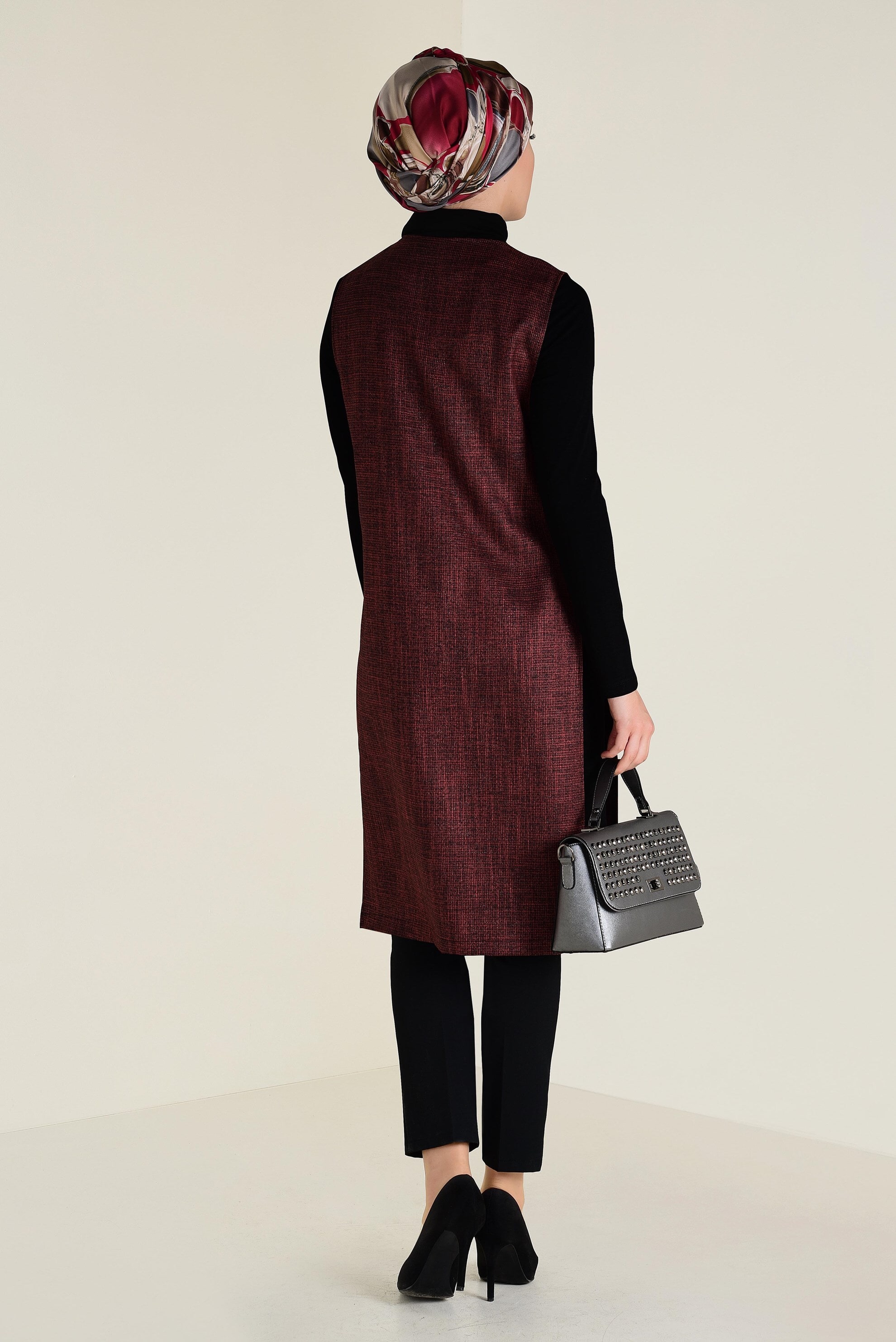 Tesettür giyim TURUNCU BONCUK İŞLEMELİ YELEK 4742