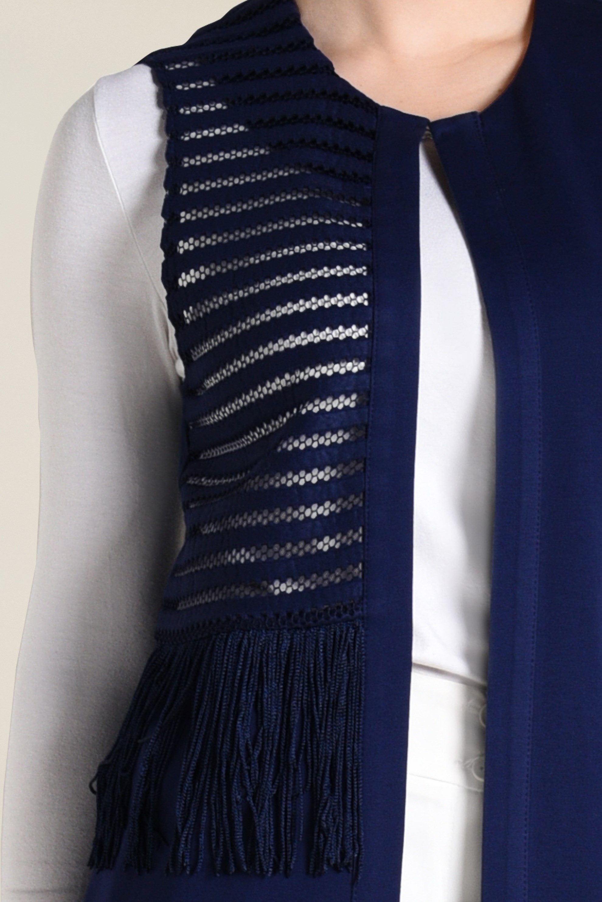 Tesettür giyim LACİVERT PÜSKÜL DETAYLI YELEK 4752