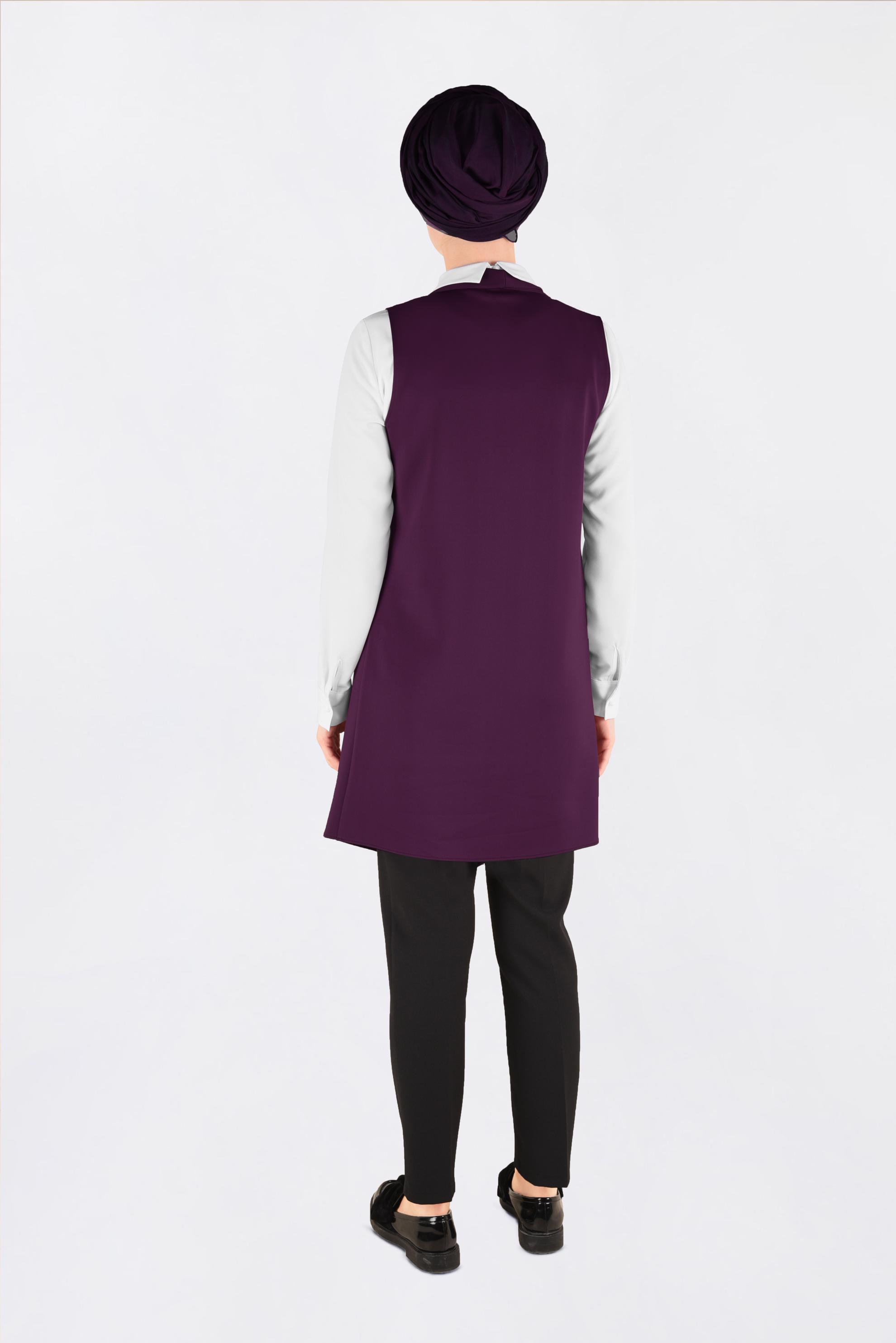 Hijab clothing PURPLE ASYMMETRIC CUT SHAWL COLLAR VEST 4795 