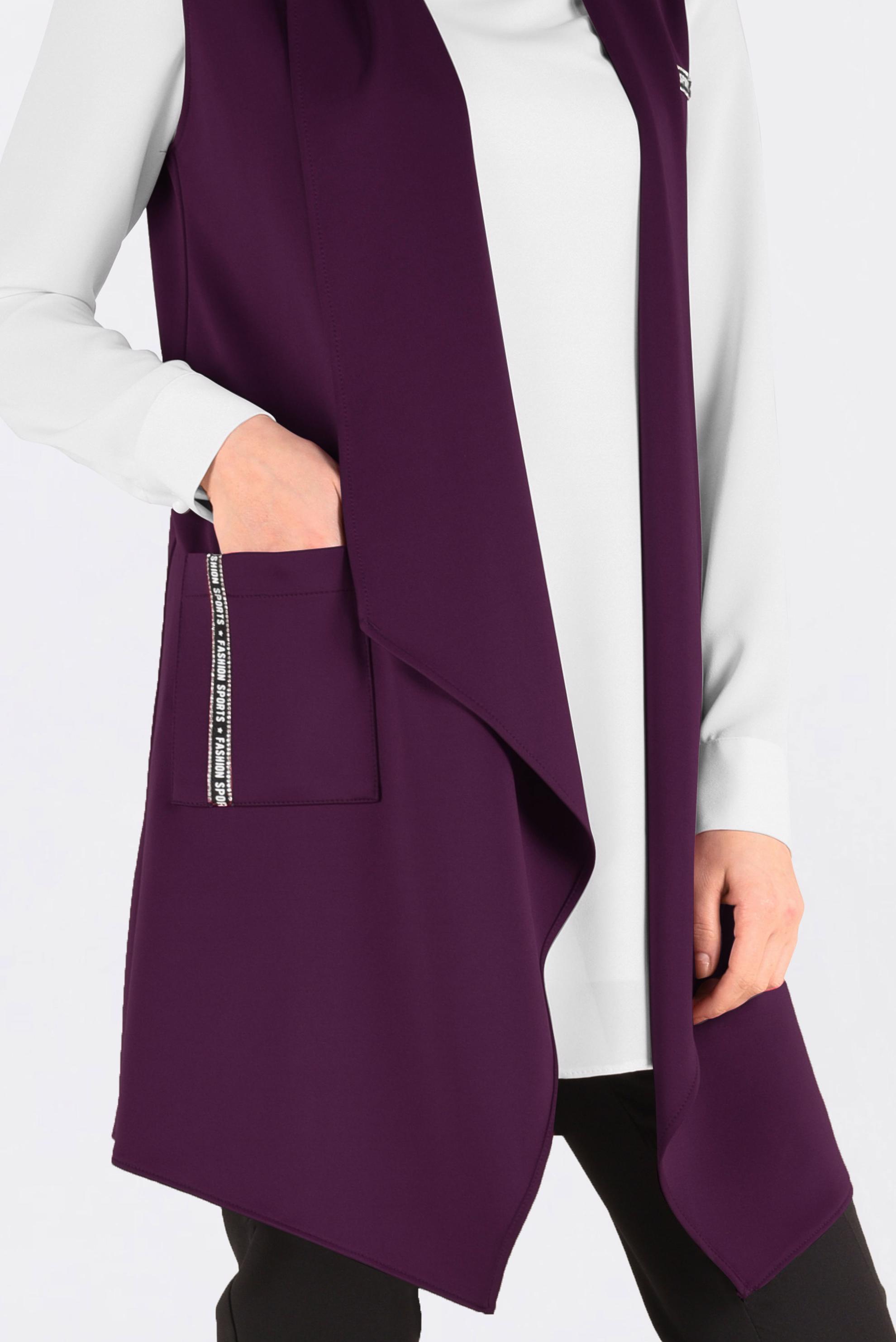 Hijab clothing PURPLE ASYMMETRIC CUT SHAWL COLLAR VEST 4795 