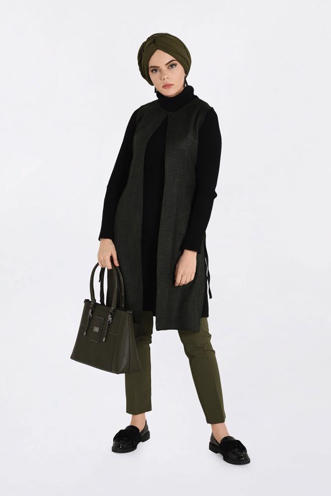 Hijab clothing BLACK GROMMET DETAILED VEST 4809  - ALVİNA