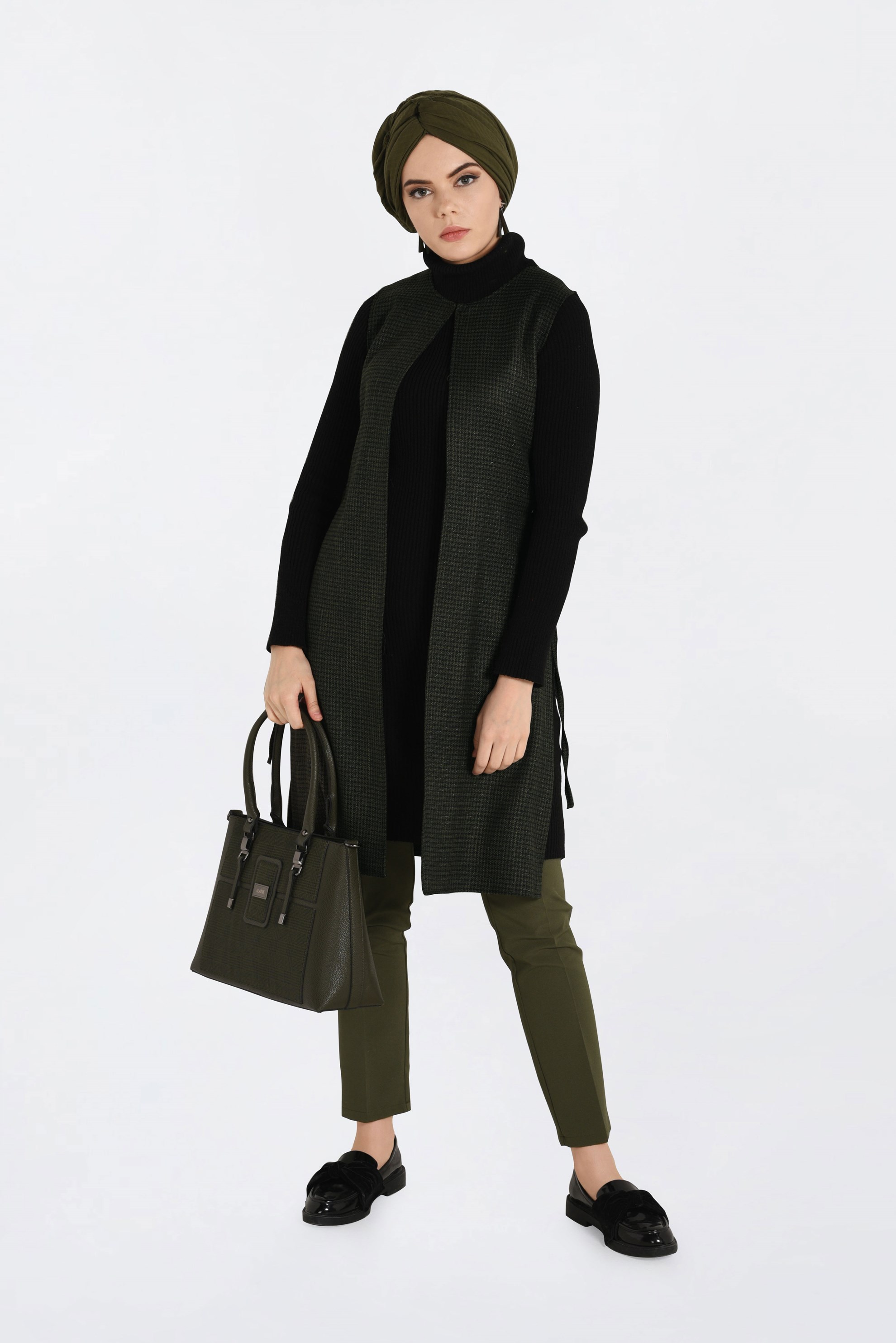 Hijab clothing BLACK GROMMET DETAILED VEST 4809 