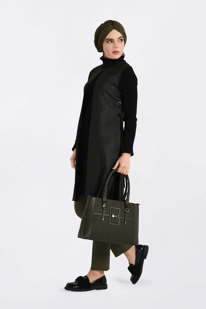 Hijab clothing BLACK GROMMET DETAILED VEST 4809  - ALVİNA