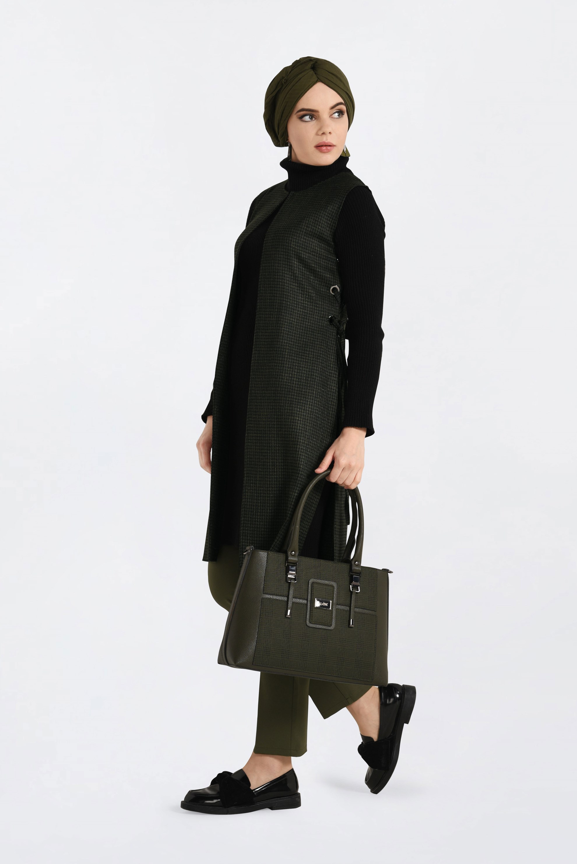 Hijab clothing BLACK GROMMET DETAILED VEST 4809 